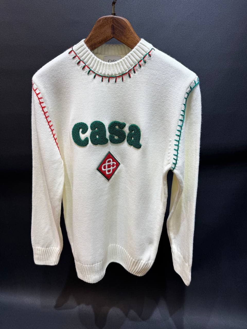 CB Luxury Punch Logo Printed Knitwear - White