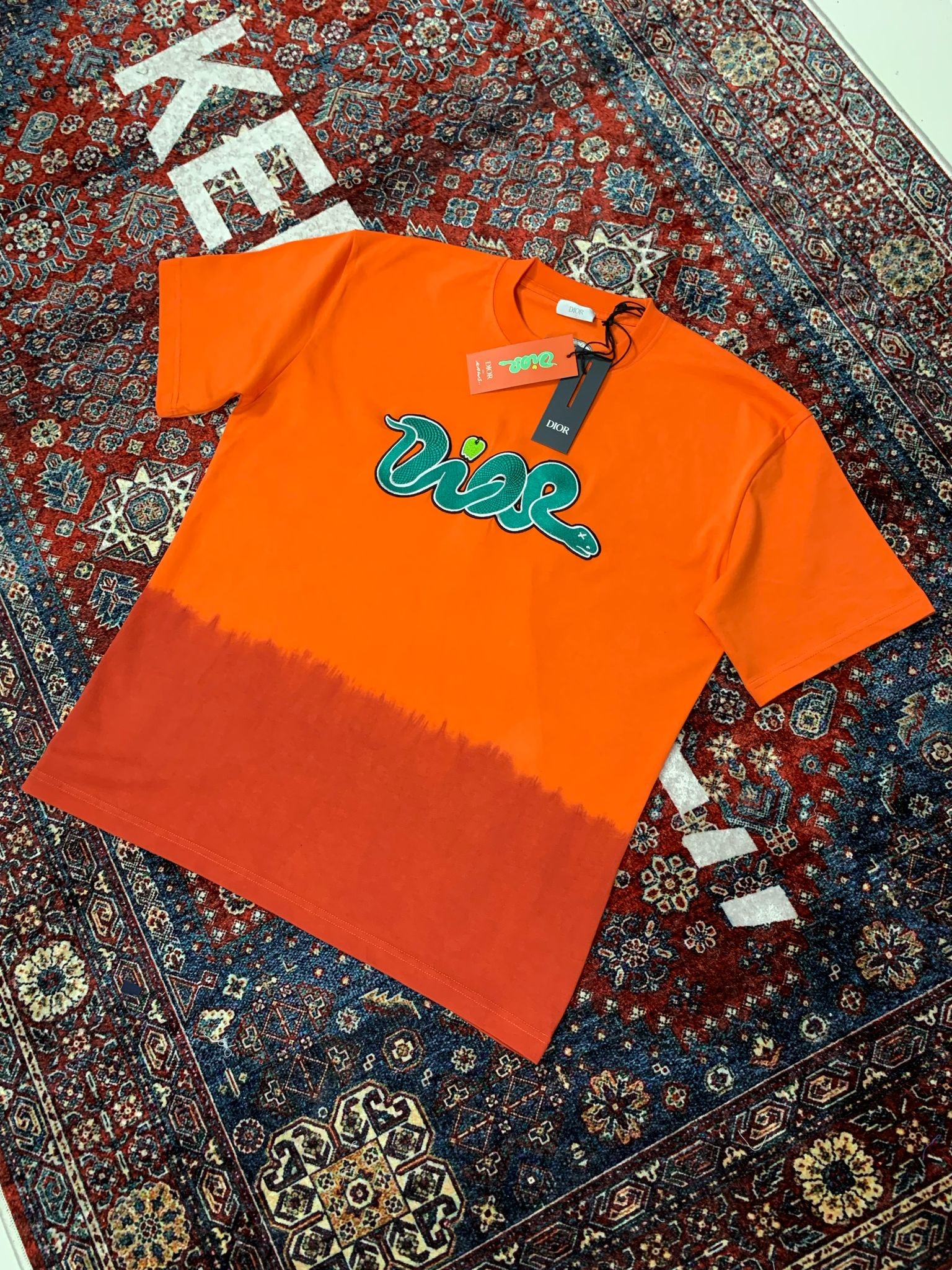 CD New Season Luxury Snake White&Orange T-Shirt