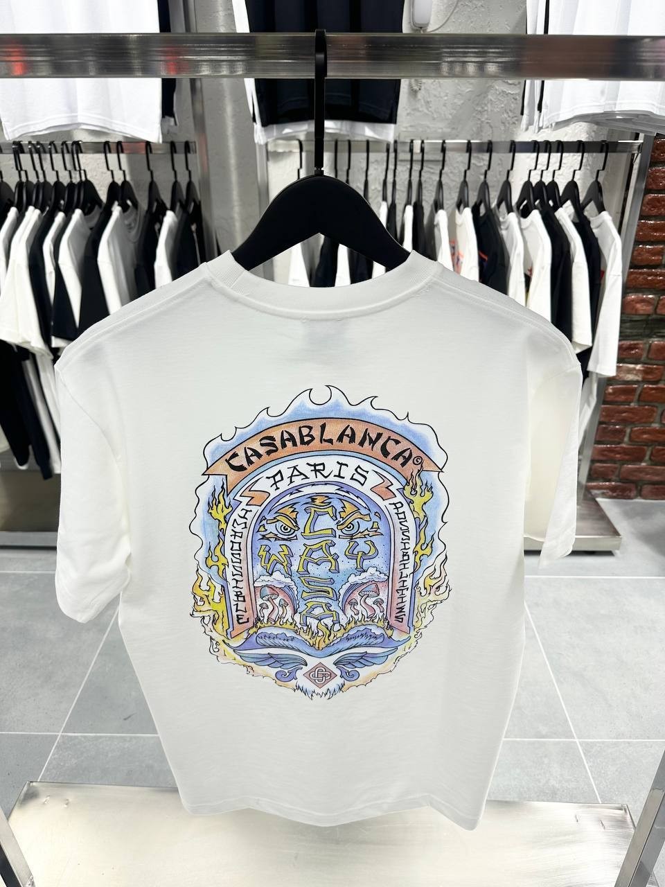 CB Luxury Printed Black & White & Blue T-shirt - White