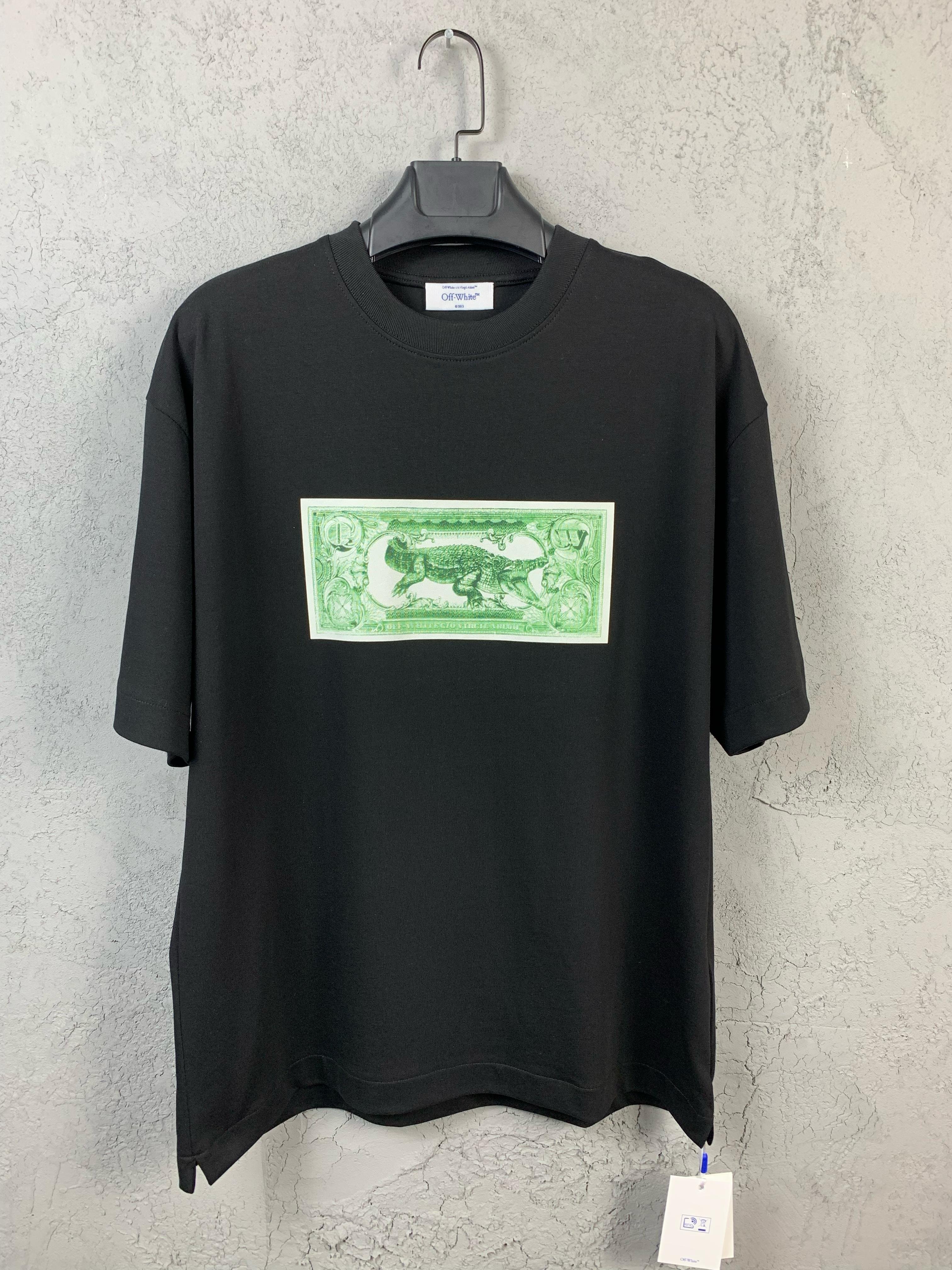 O-W New Season Luxury Top Quality Crocodile Design Black & White T-Shirt