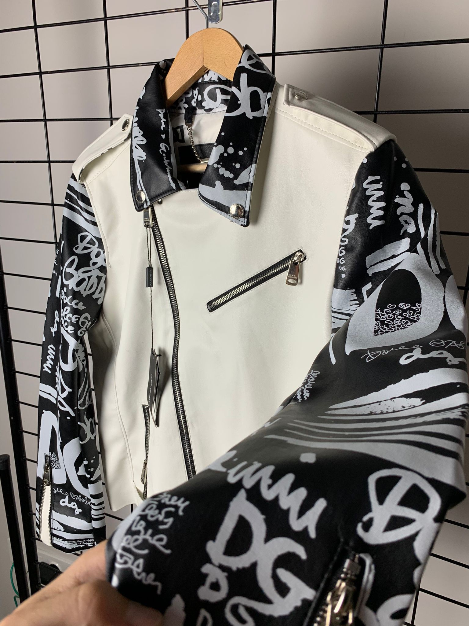 DG New Season Luxury Leather White Jacket