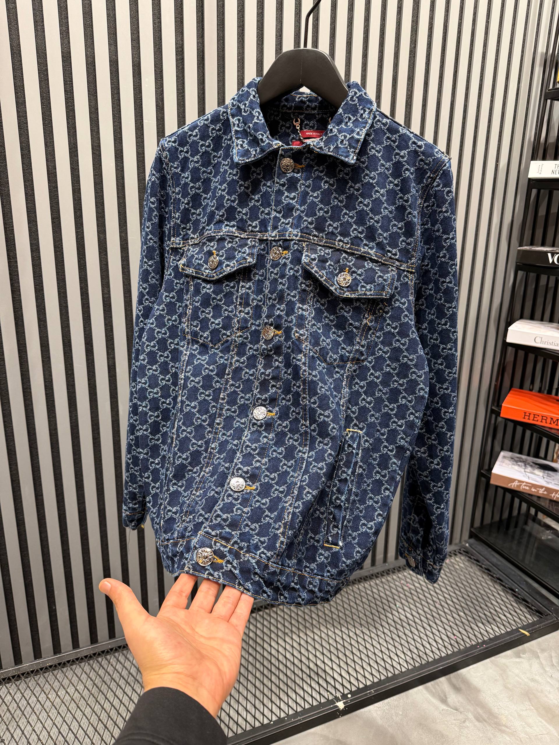 GG Luxury Small Logo Print Denim Jacket