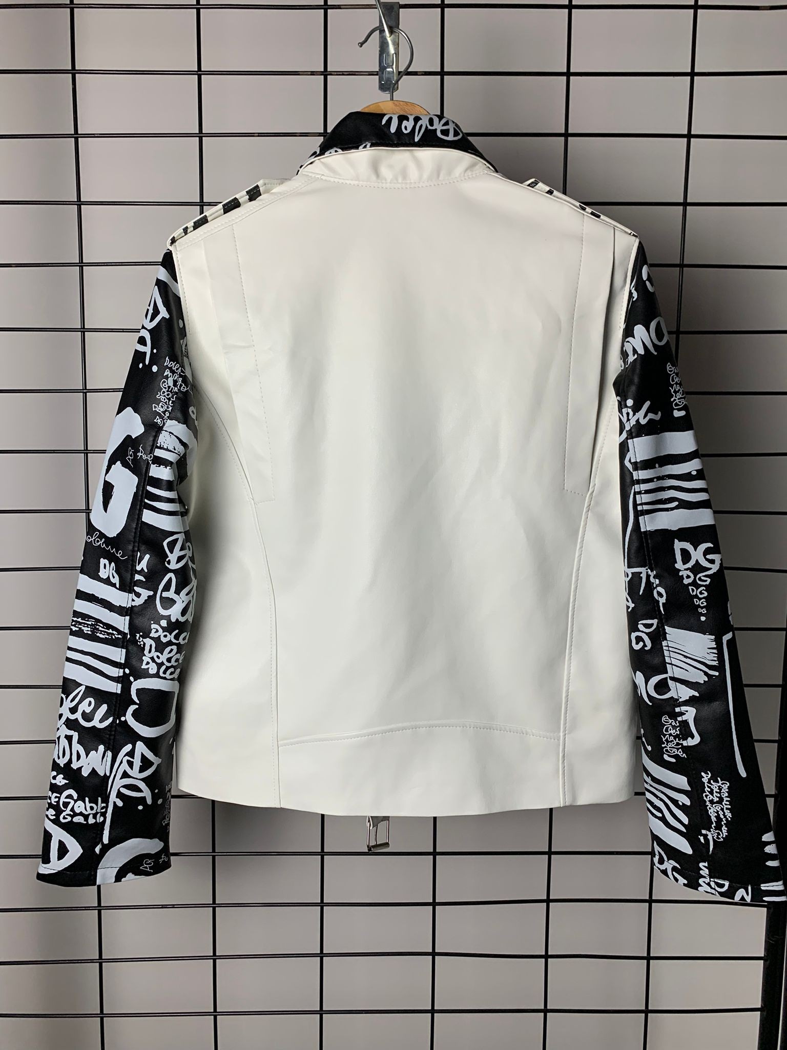 DG New Season Luxury Leather White Jacket