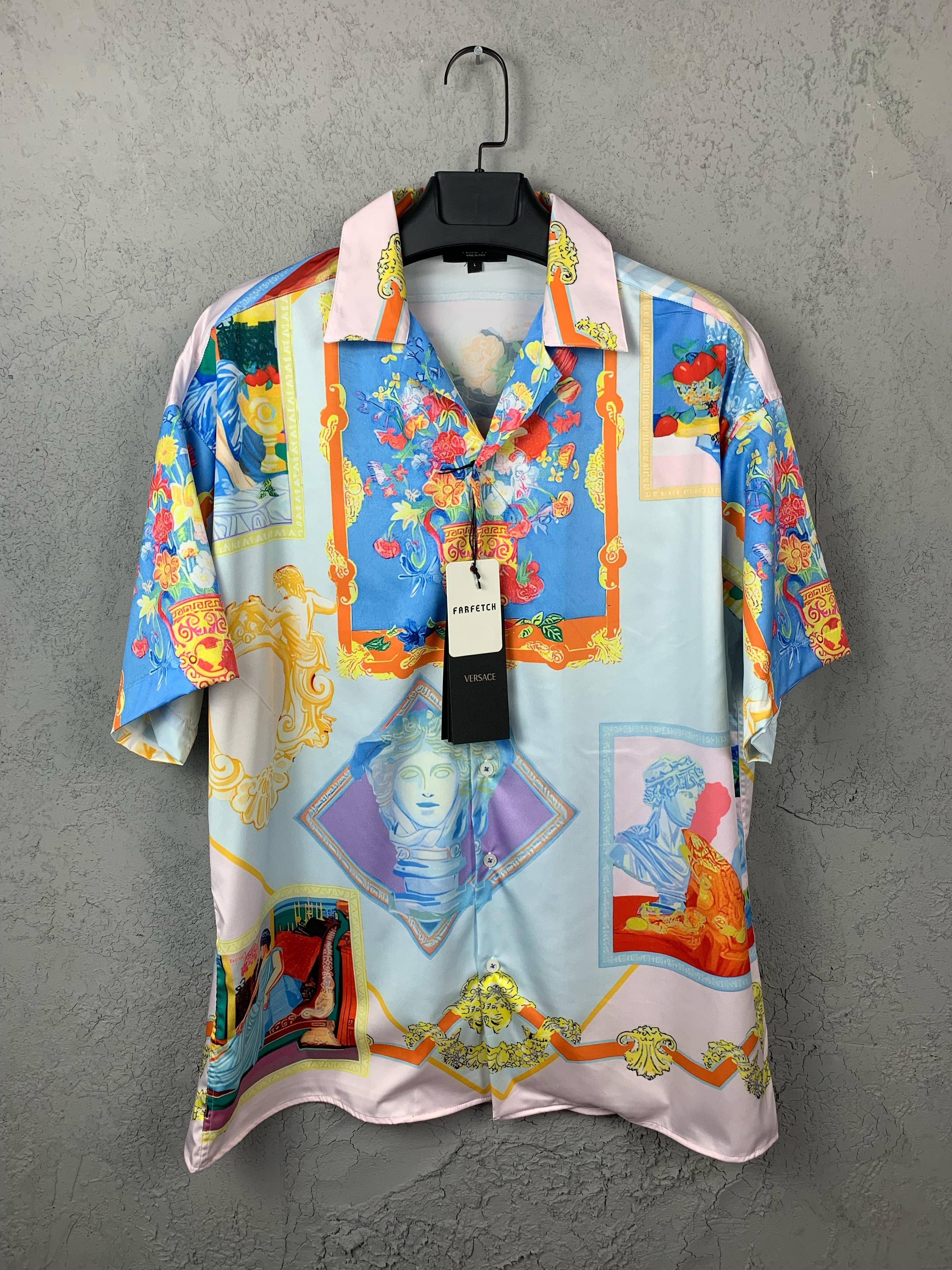 V New Season Colourful Flower Designed Silk Shirt