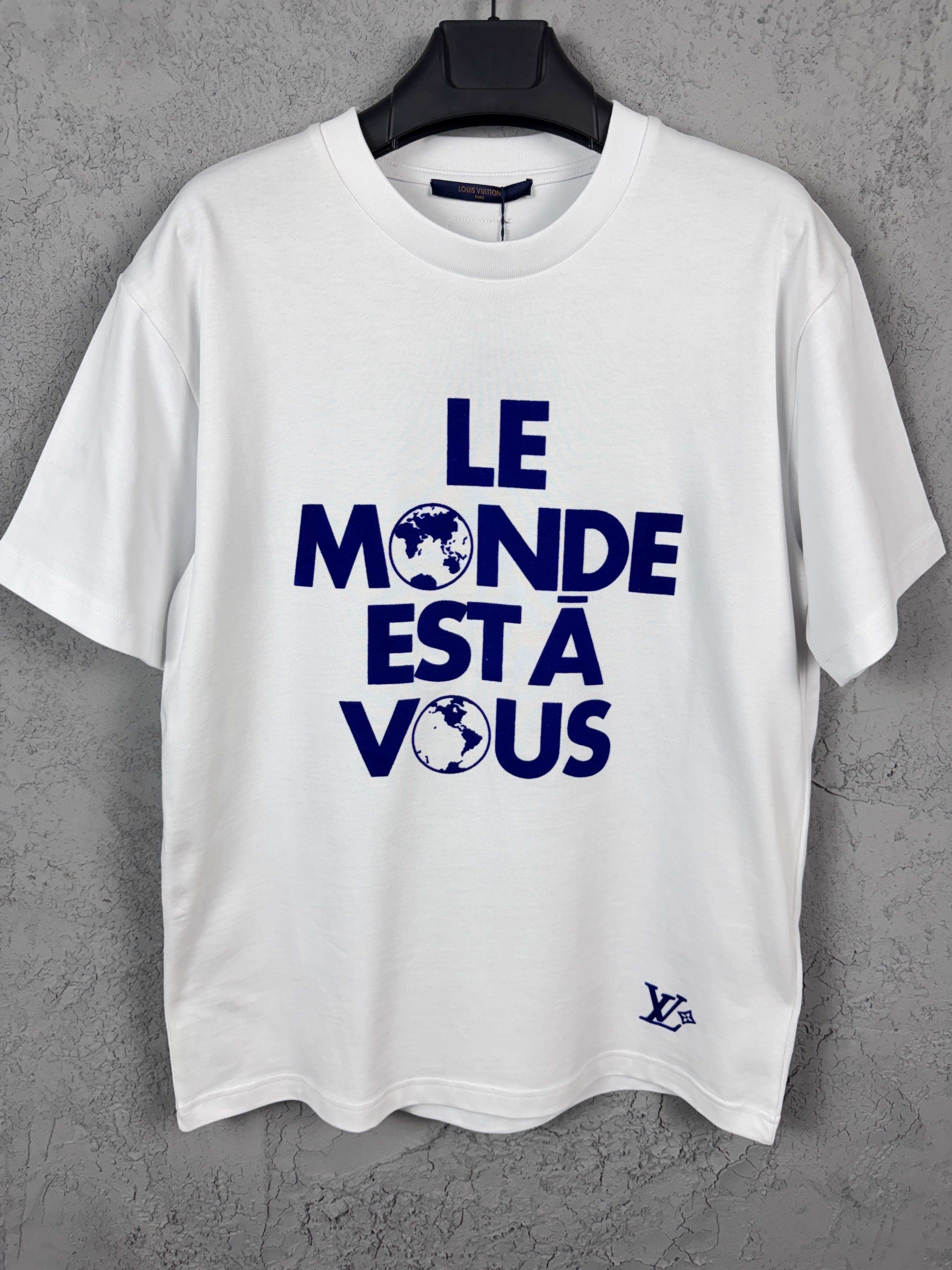 L New Season Luxury Top Quality Custom Blue Lettering Printed Design White T-Shirt