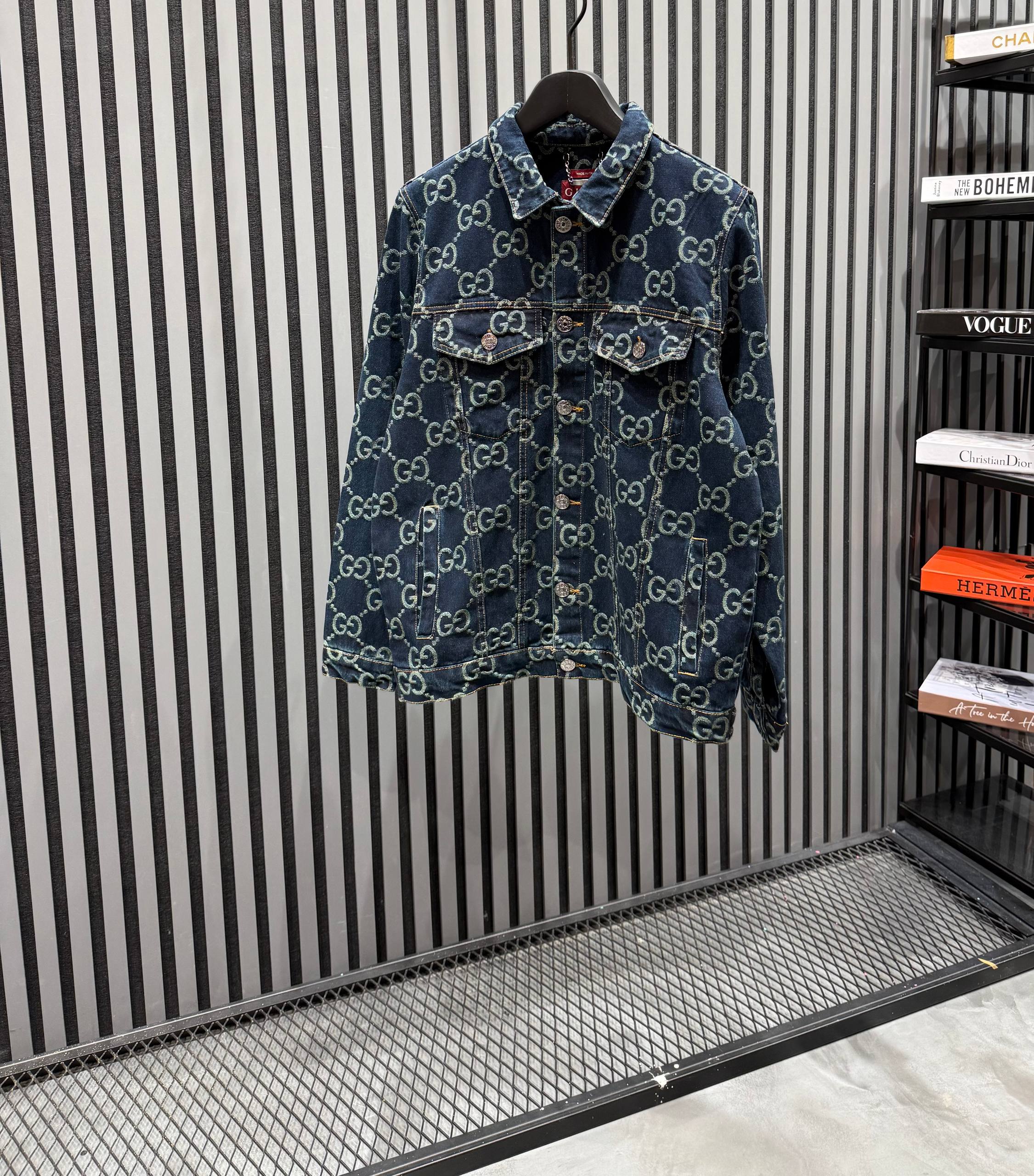 GG Luxury Logo Printed Denim Jacket