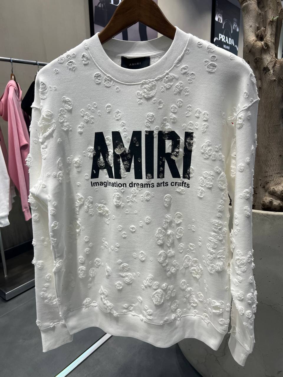 A Luxury Ripped Design Sweatshirt - White