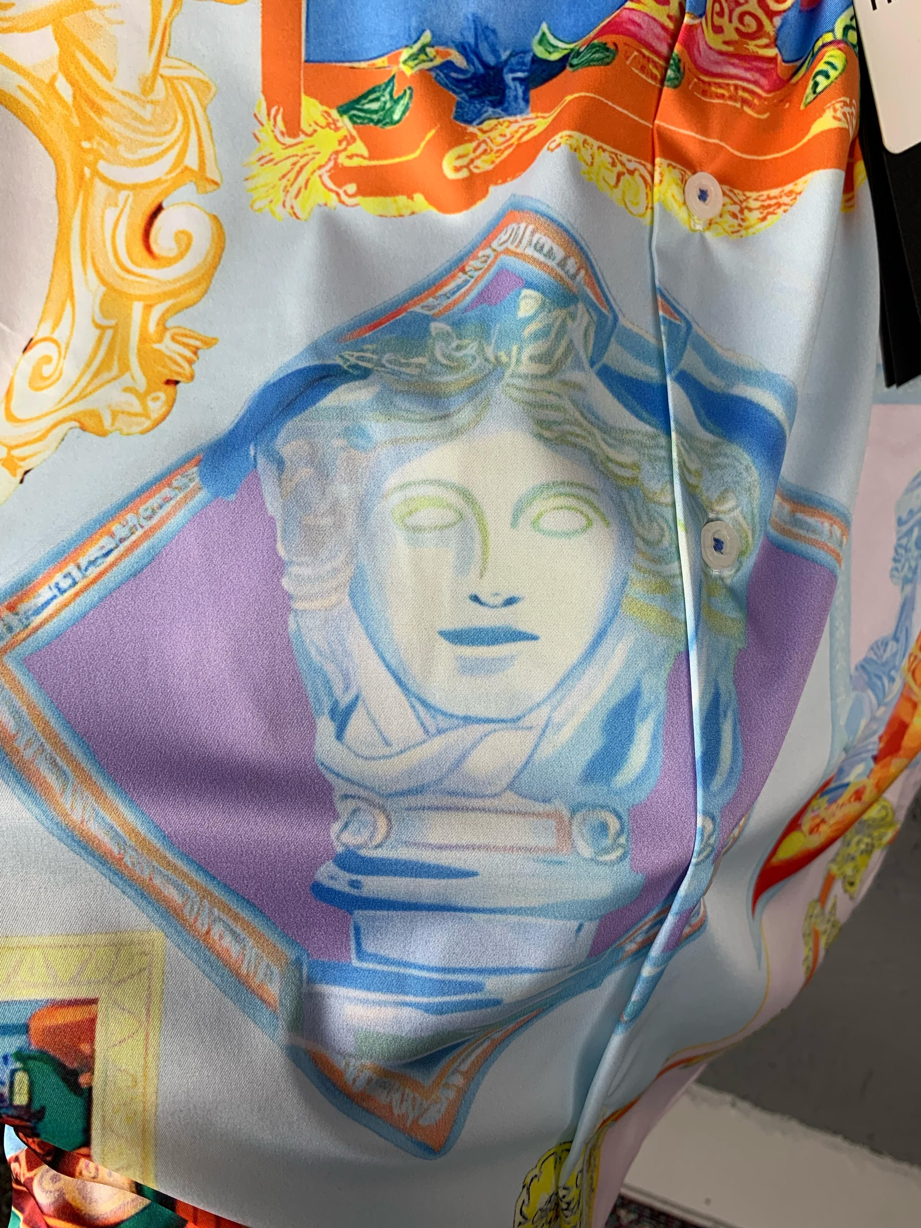 V New Season Colourful Flower Designed Silk Shirt