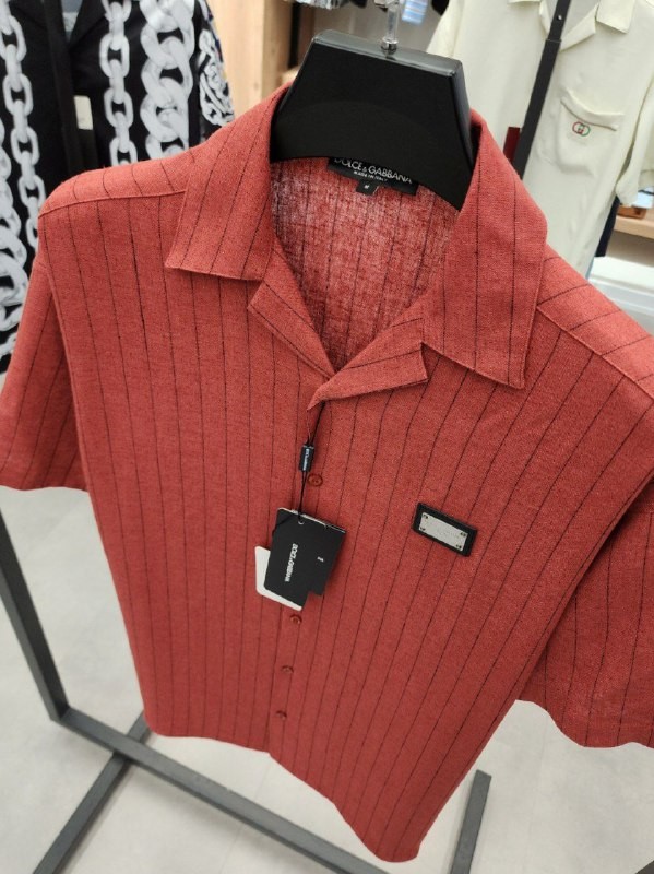 DG New Season Striped Design Cotton Shirt - Red