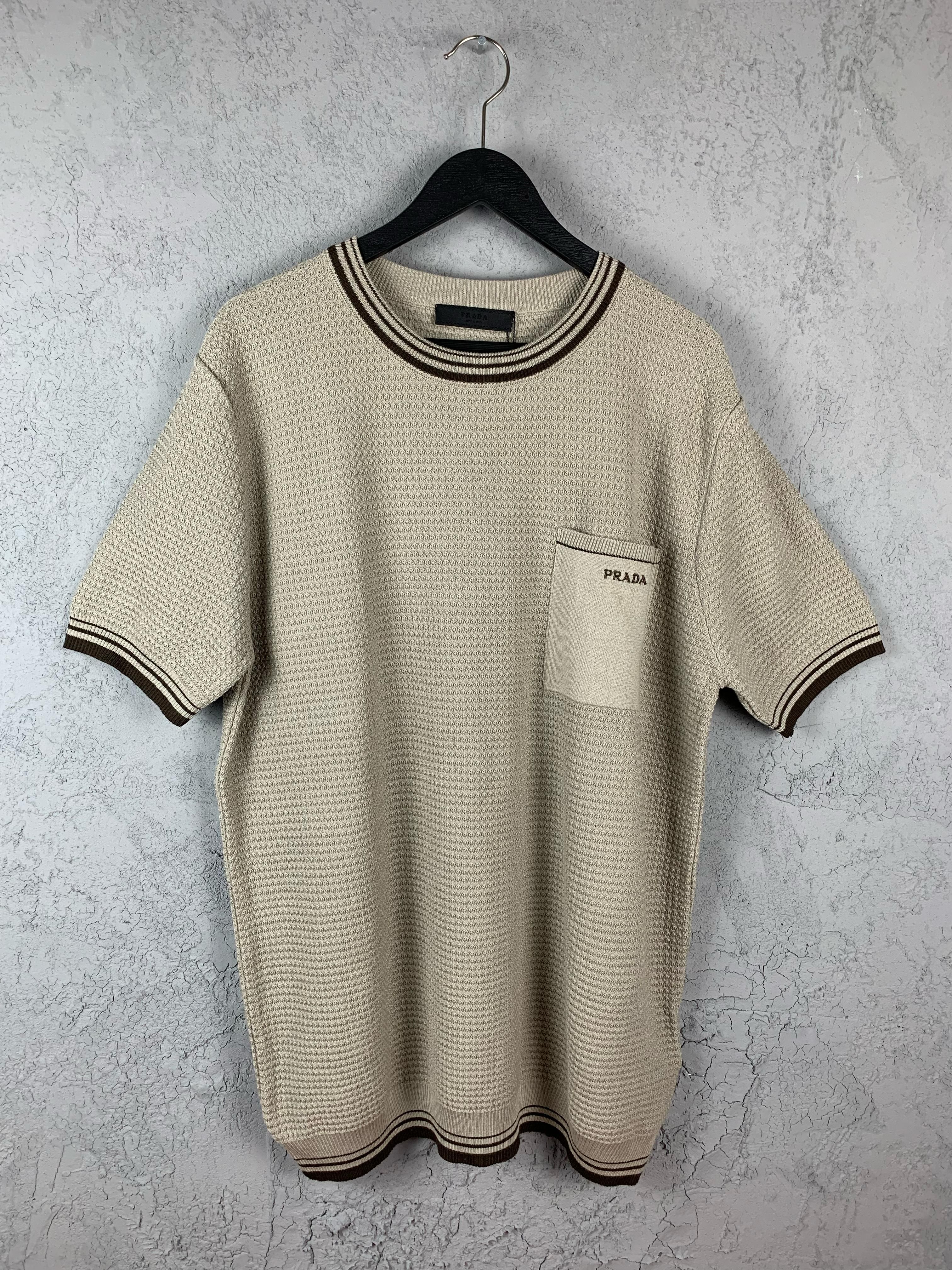PR Logo printed knitted t-shirt with pocket