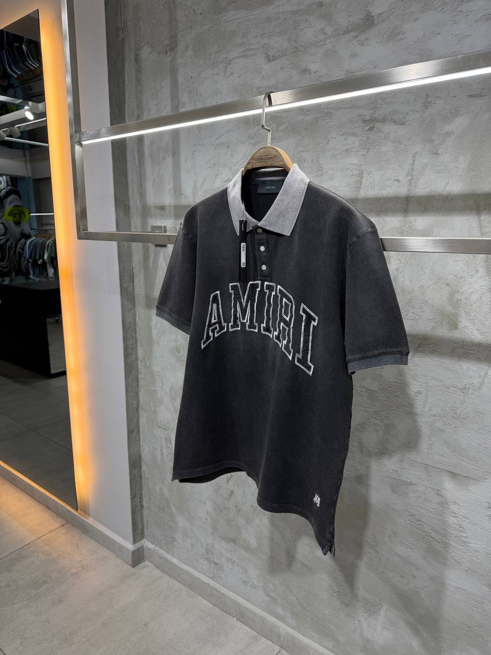 A Luxury Logo Printed Polo Neck T-shirt - Gray