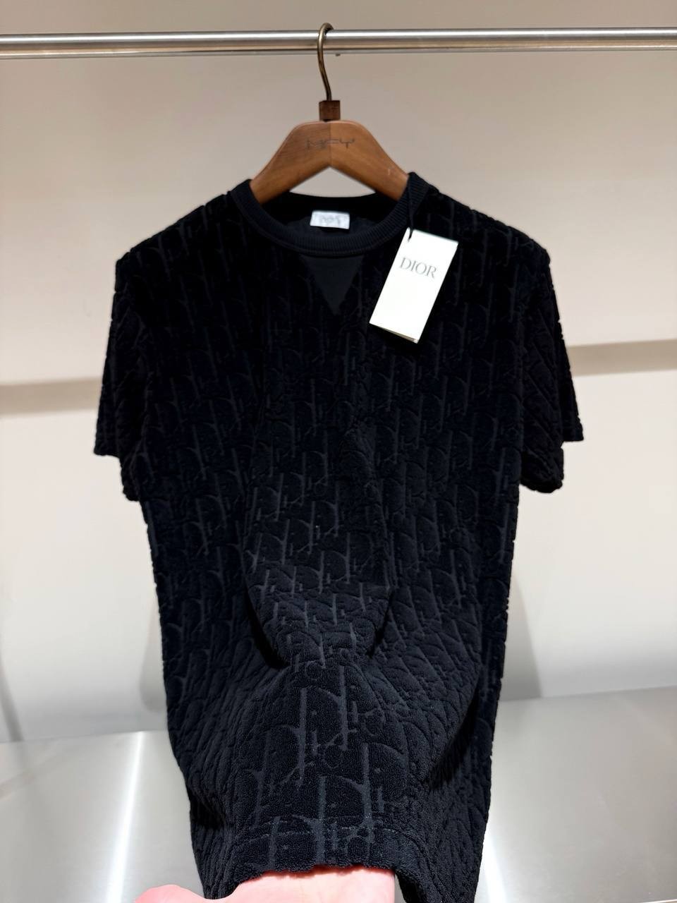CD Luxury Custom Terry Cloth Black & White & Blue T-shirt - Black