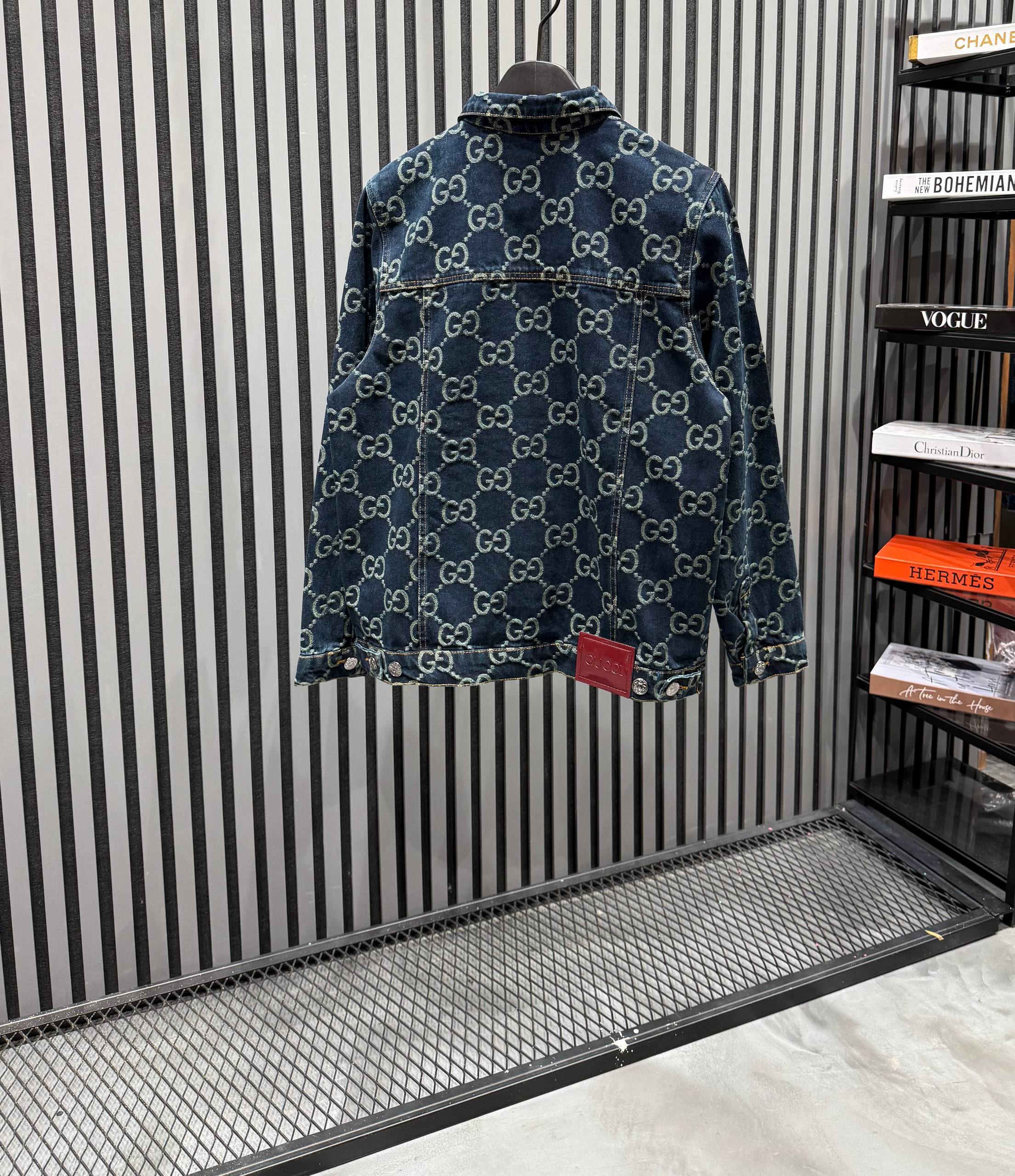GG Luxury Logo Printed Denim Jacket