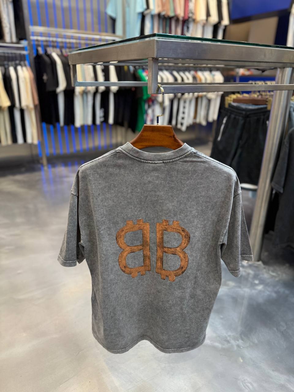 BB Luxury Landscape Printed Gray & Dark Gray T-shirt