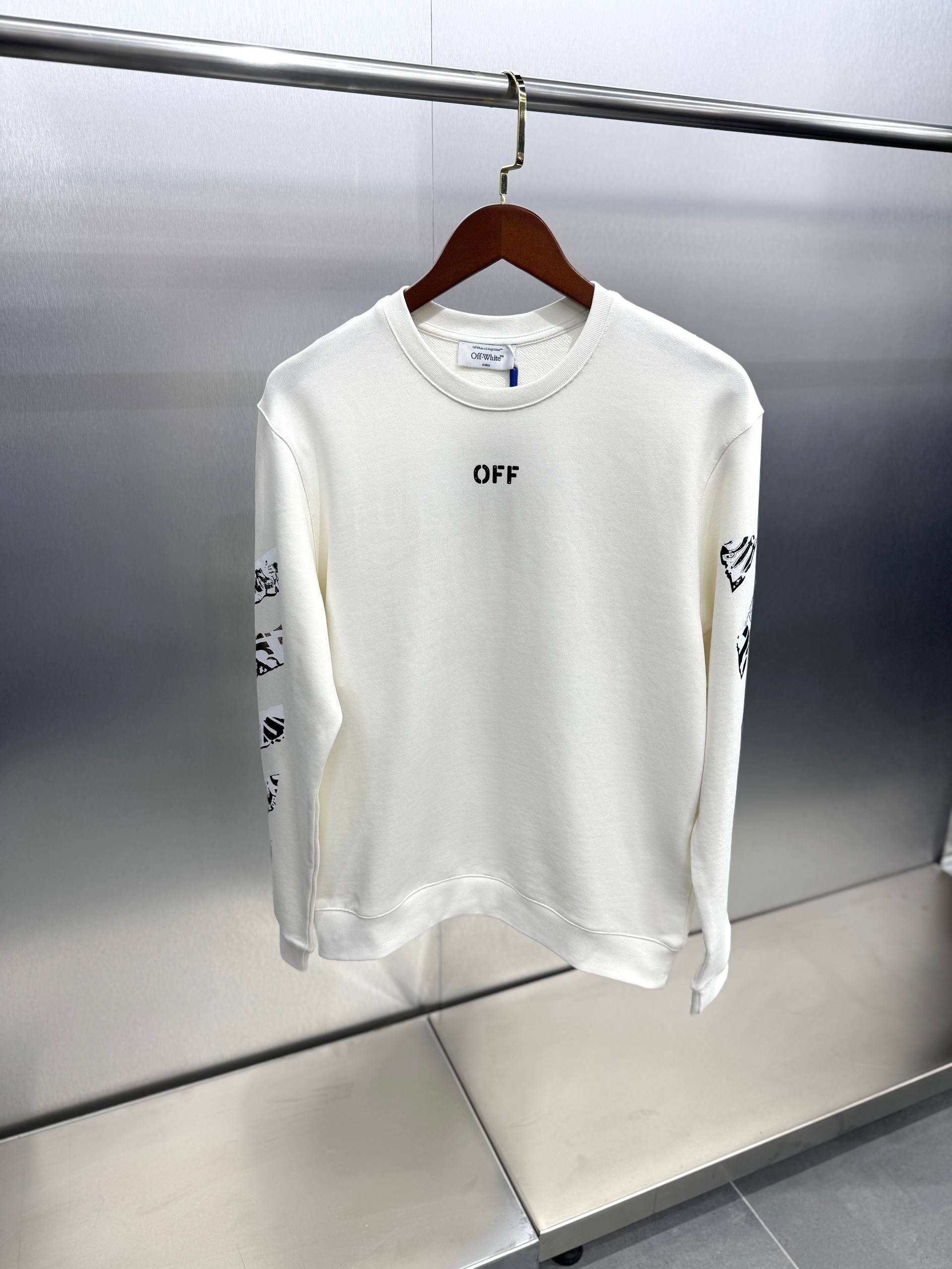 O-W Luxury Logo Print Sweatshirt - White
