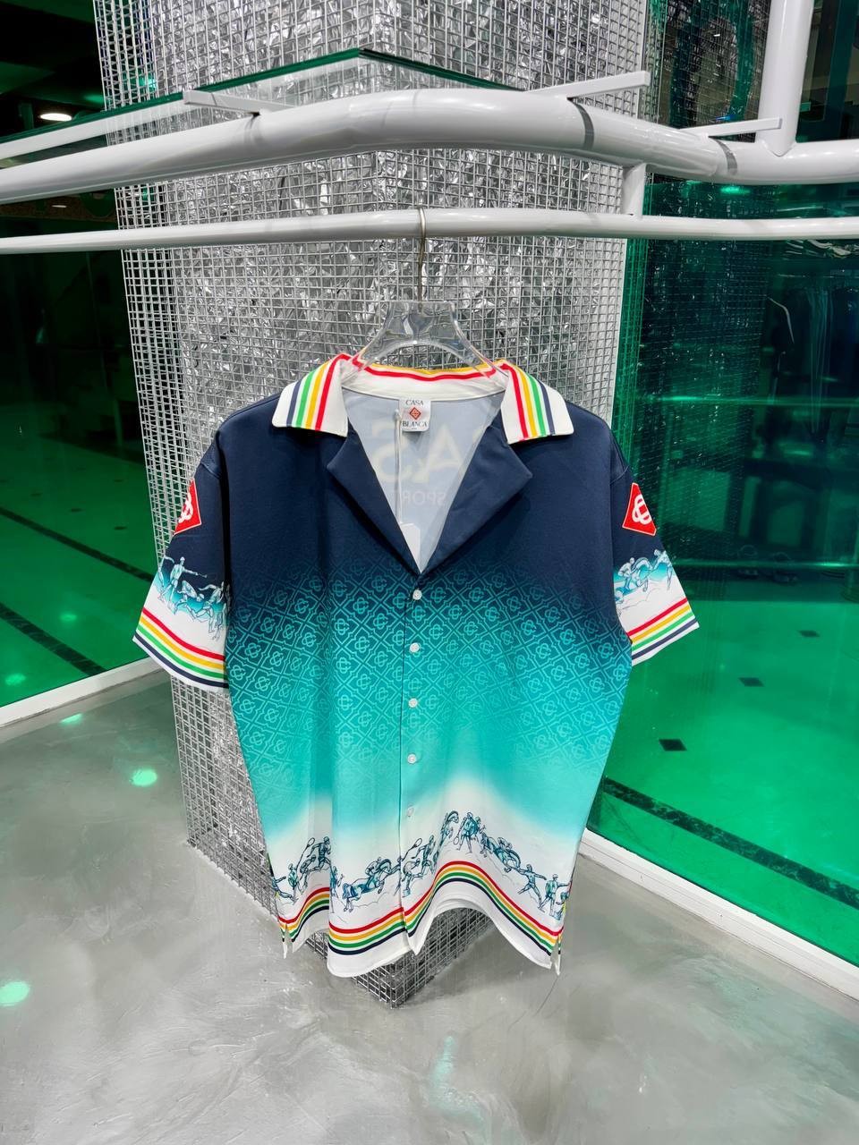 CB Luxury Digital Print Blue Shirt