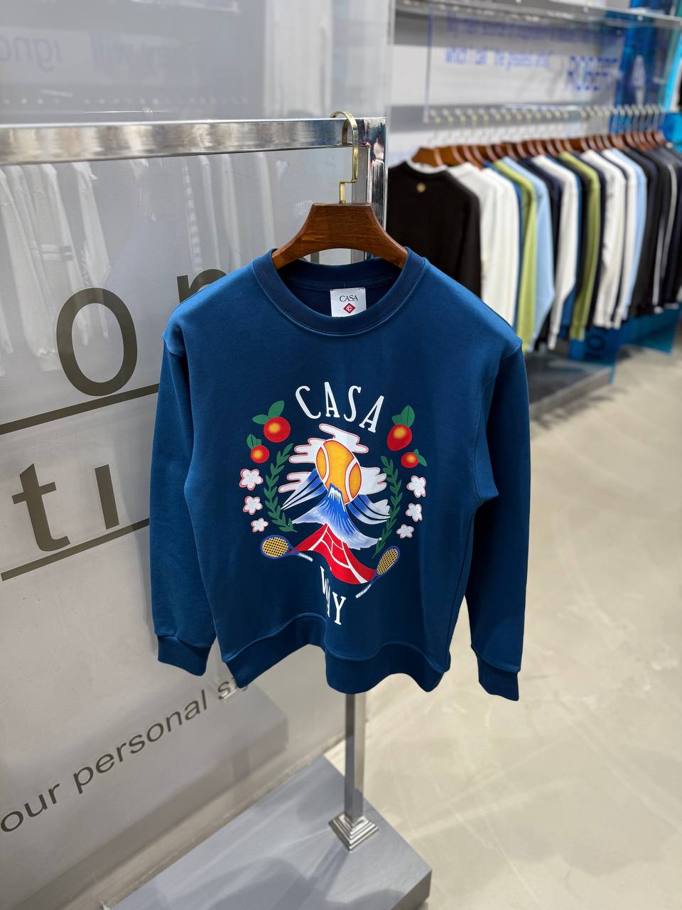 CB Luxury Color Logo Print Sweatshirt - Blue