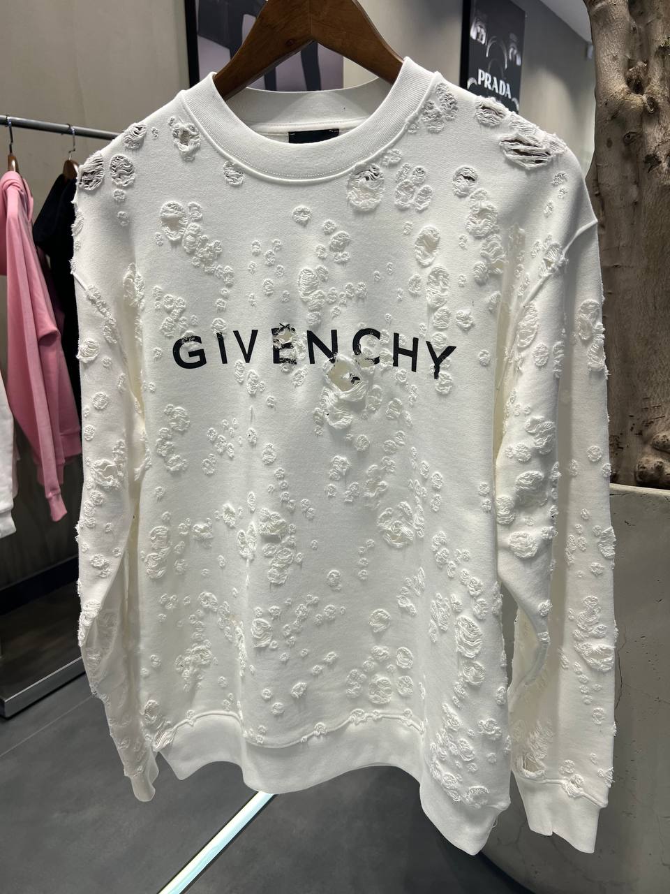 GY Luxury Ripped Design Sweatshirt - White