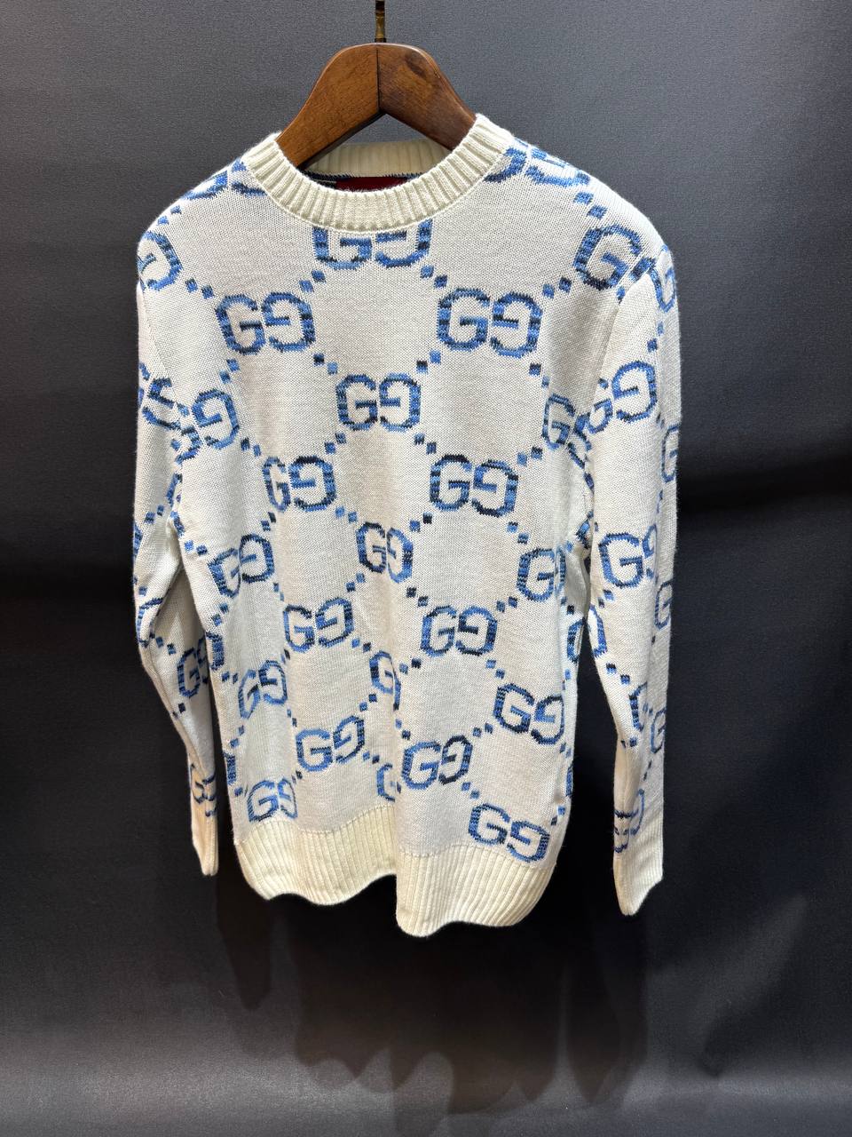 GG Luxury Logo Print Knitwear - White