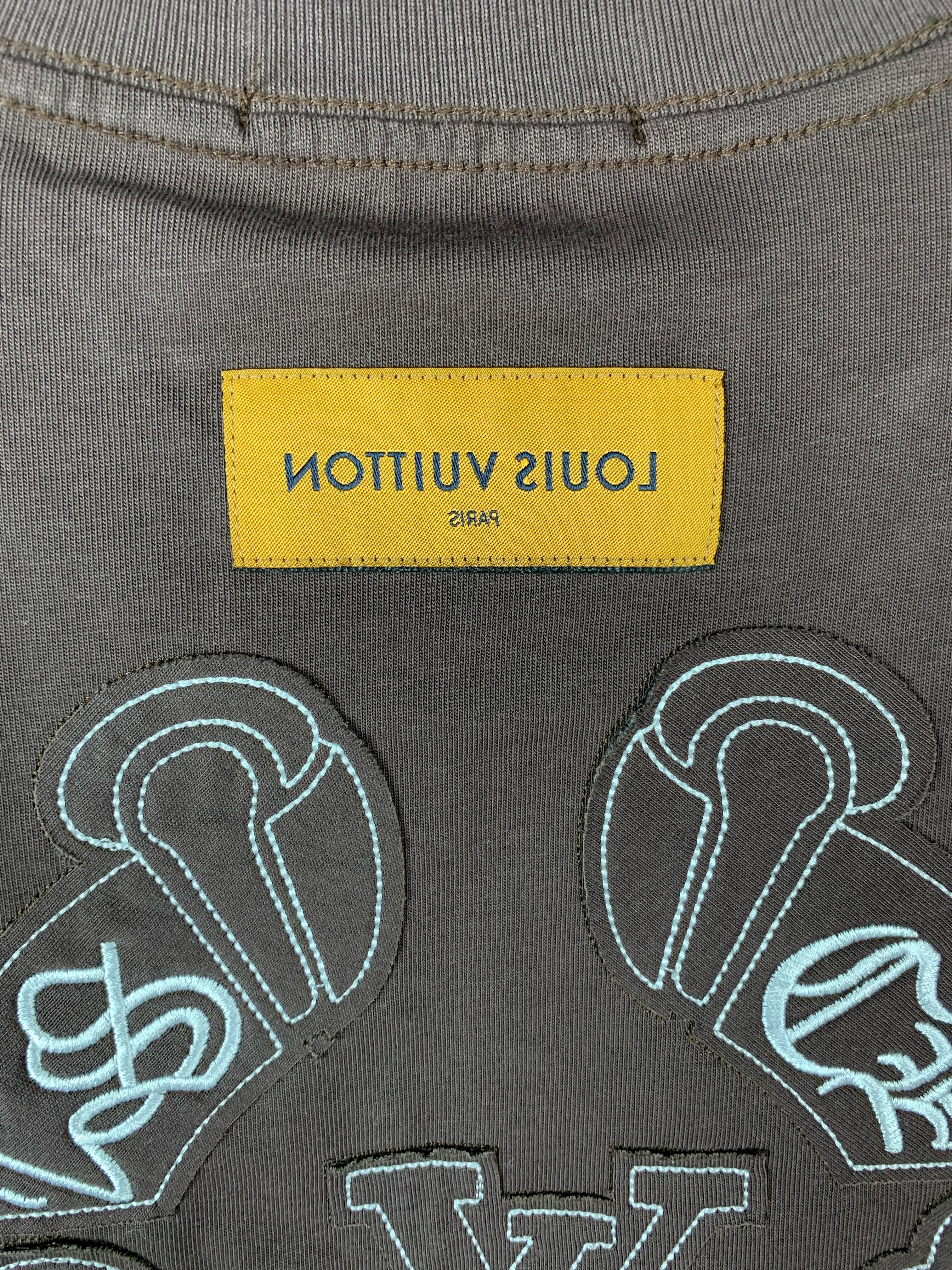 L & CH Luxury Logo Print Black & White & Beige & Brown T-shirt