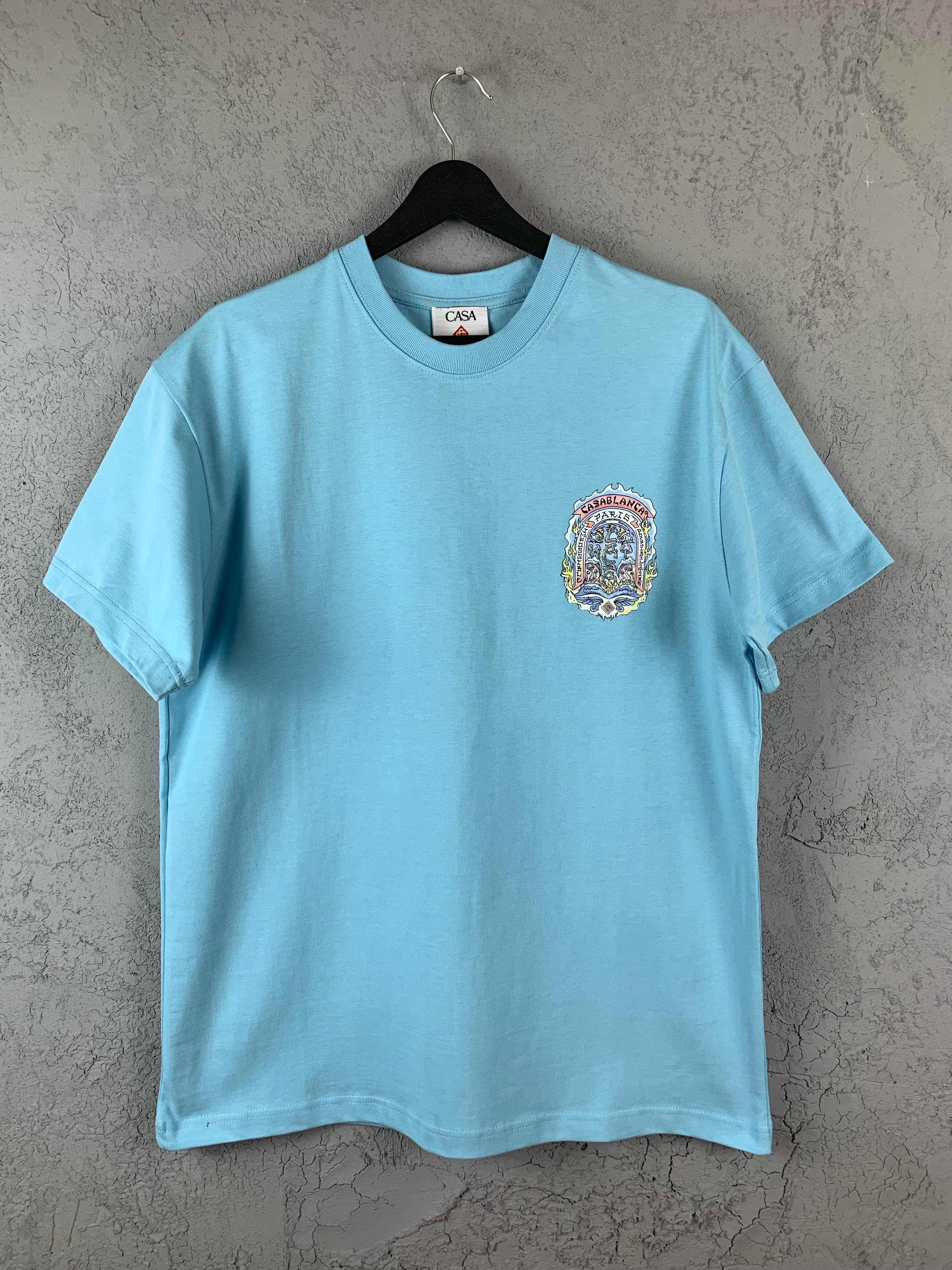 CB Luxury Printed Black & White & Blue T-shirt - Blue