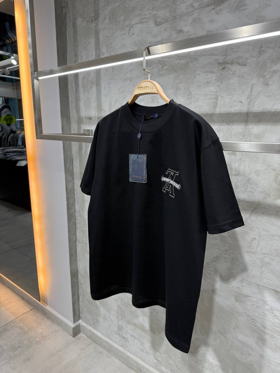 L & CH Luxury Logo Print Black & White & Beige & Brown T-shirt - Black