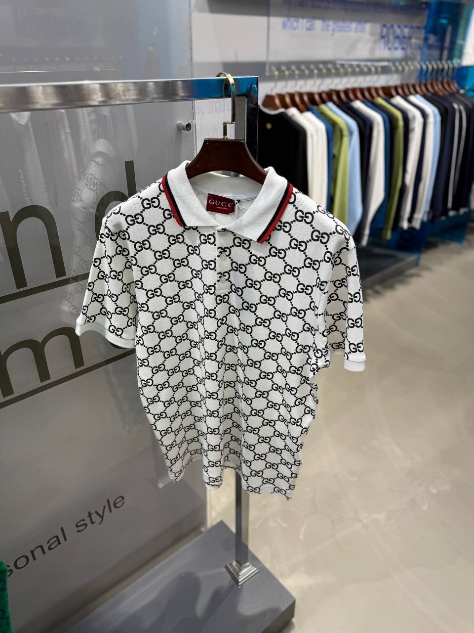 GG Luxury Logo Printed Polo Shirt - White