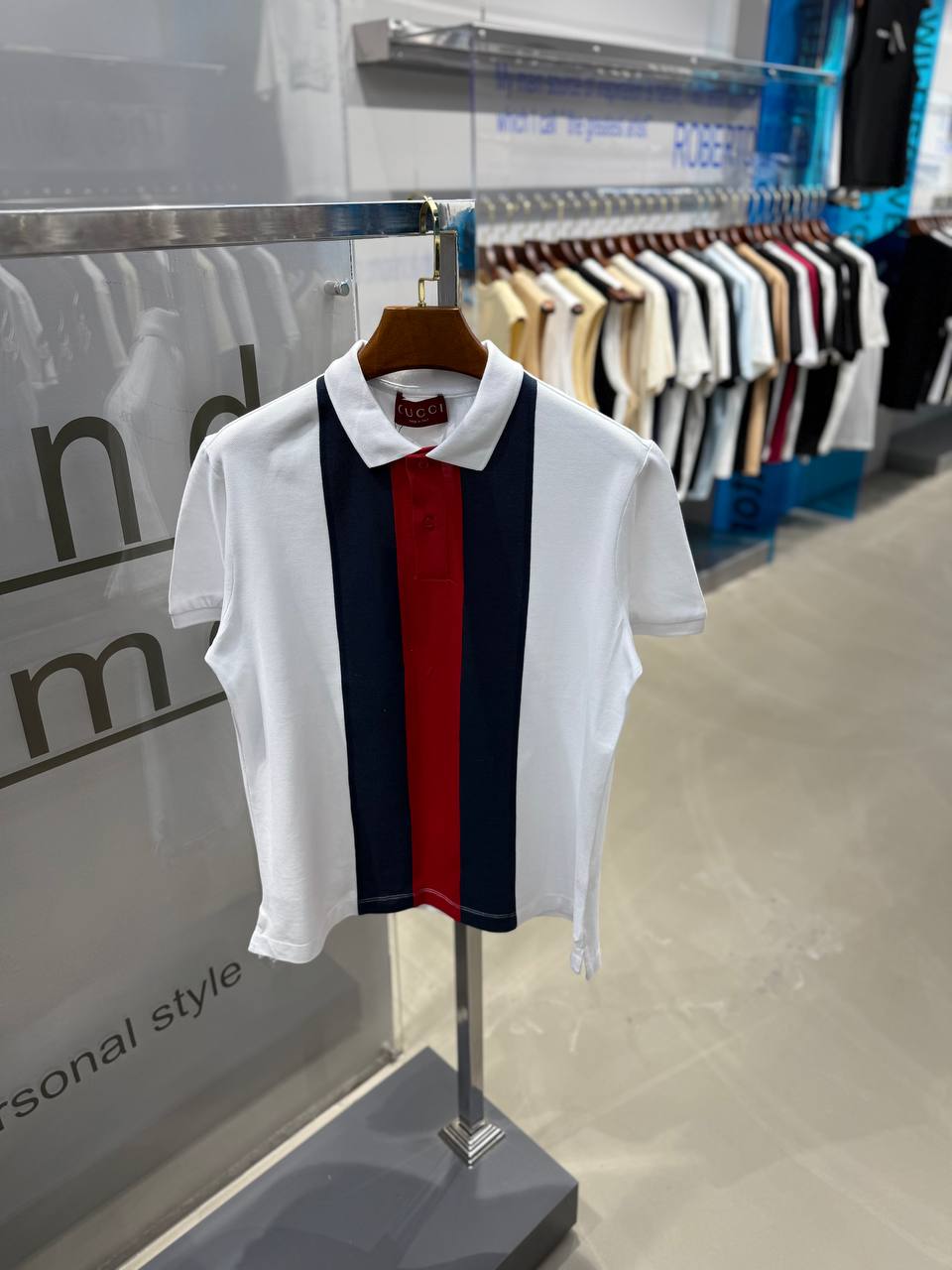 GG Luxury Striped Black/White Polo T-shirt - White