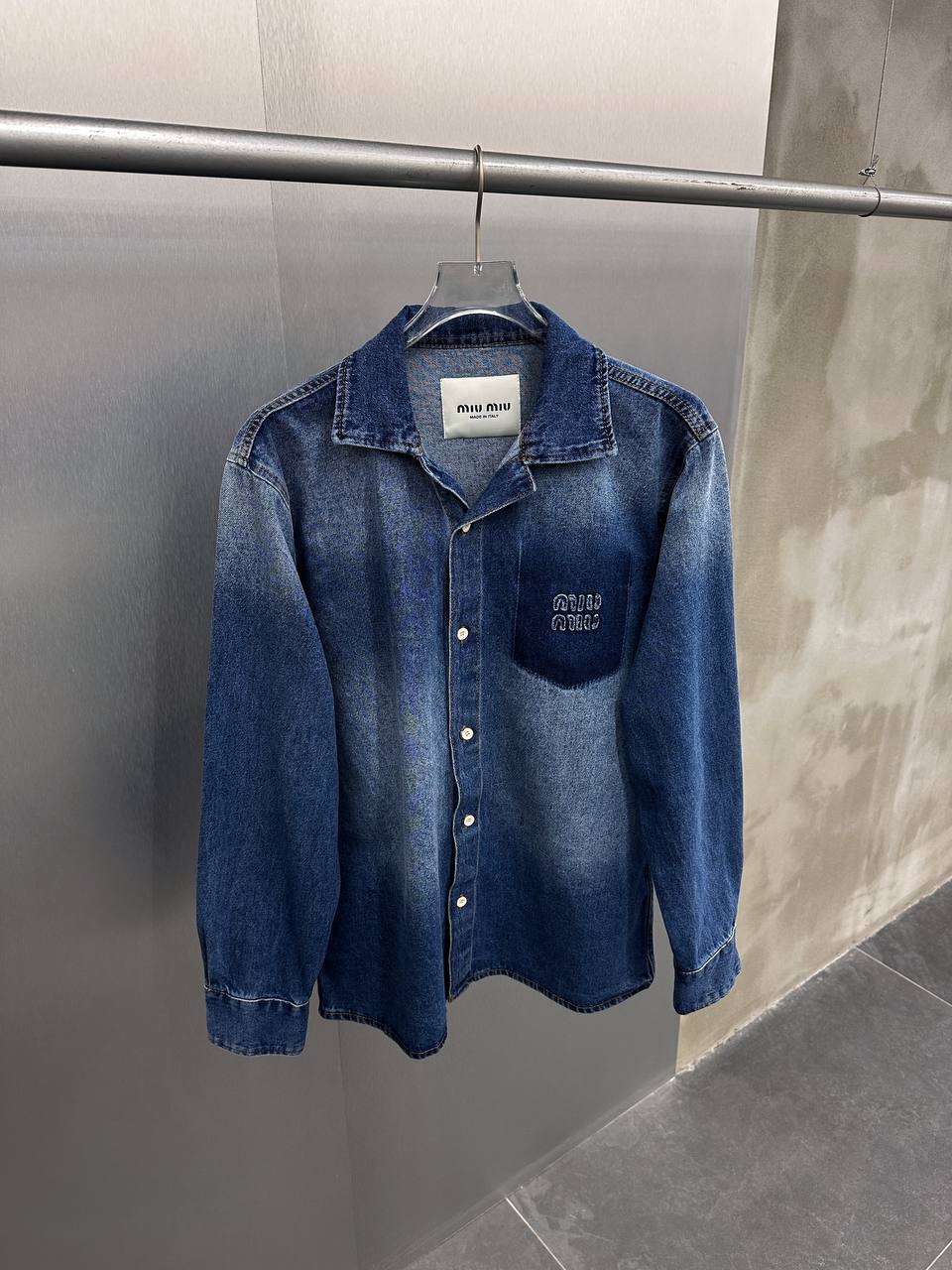 MM Luxury Custom-Made Denim Embroidered Detailed Shirt