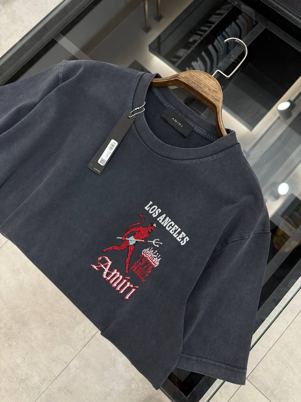 A Luxury Stone-Detailed Gray T-shirt