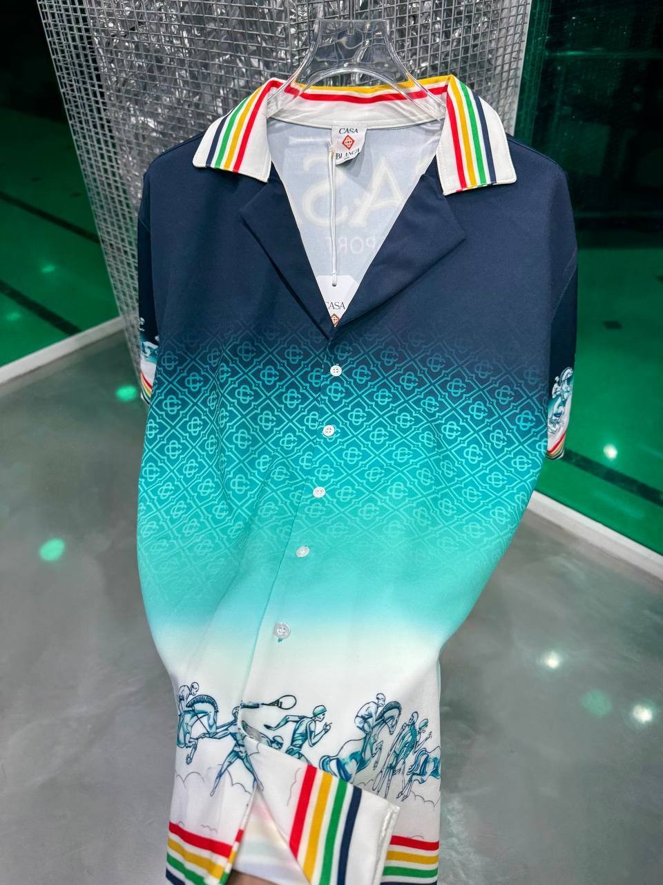 CB Luxury Digital Print Blue Shirt
