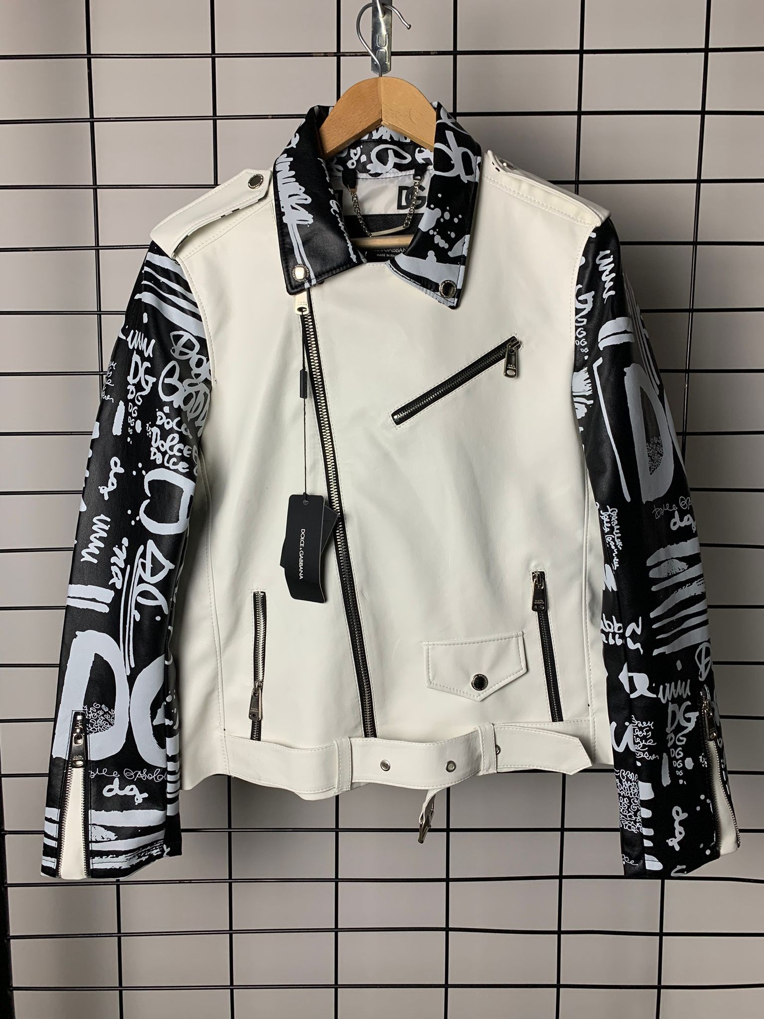 DG New Season Luxury Leather White Jacket