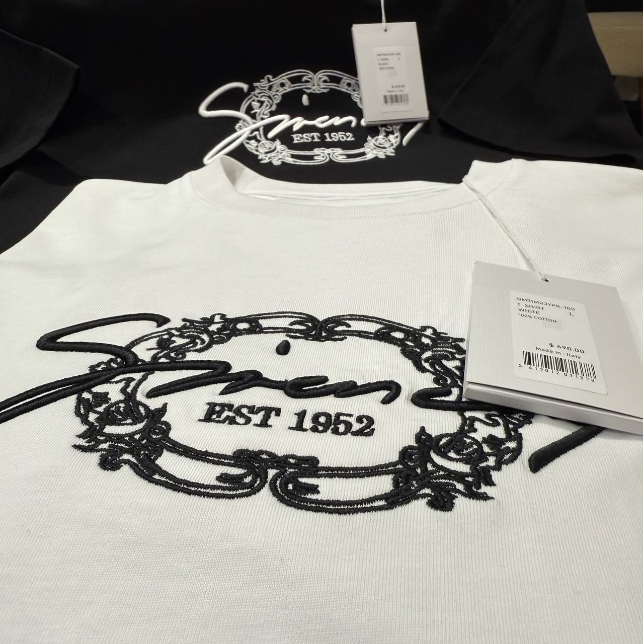 GY Luxury Embroidered Black & White T-shirt - White