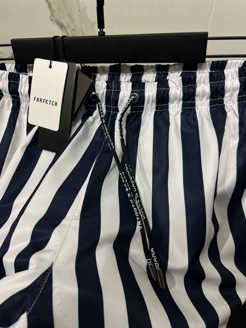 DG Navy Blue & White Striped Swim Short
