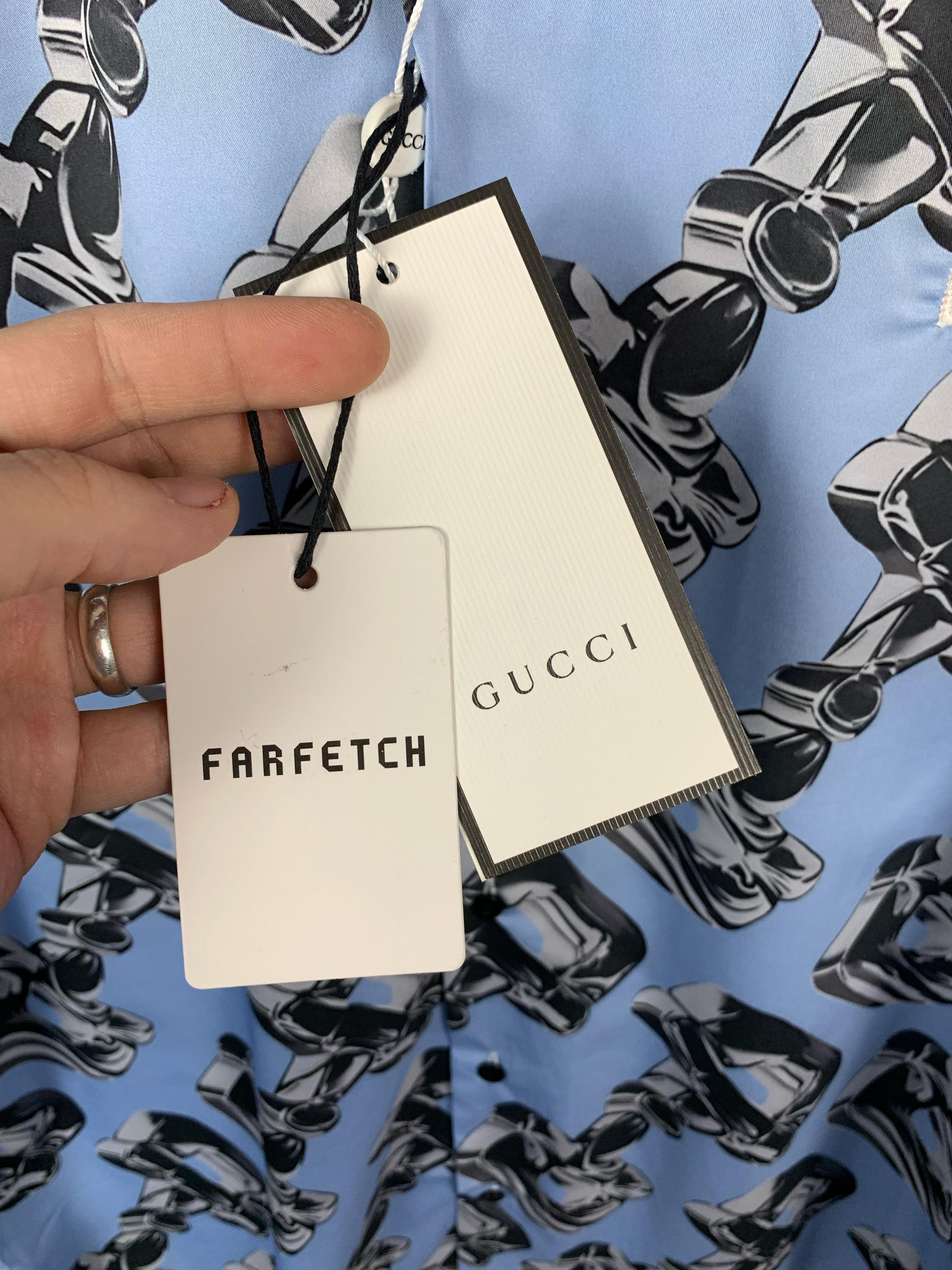 GG New Season Special Designed Blue Silk Shirt
