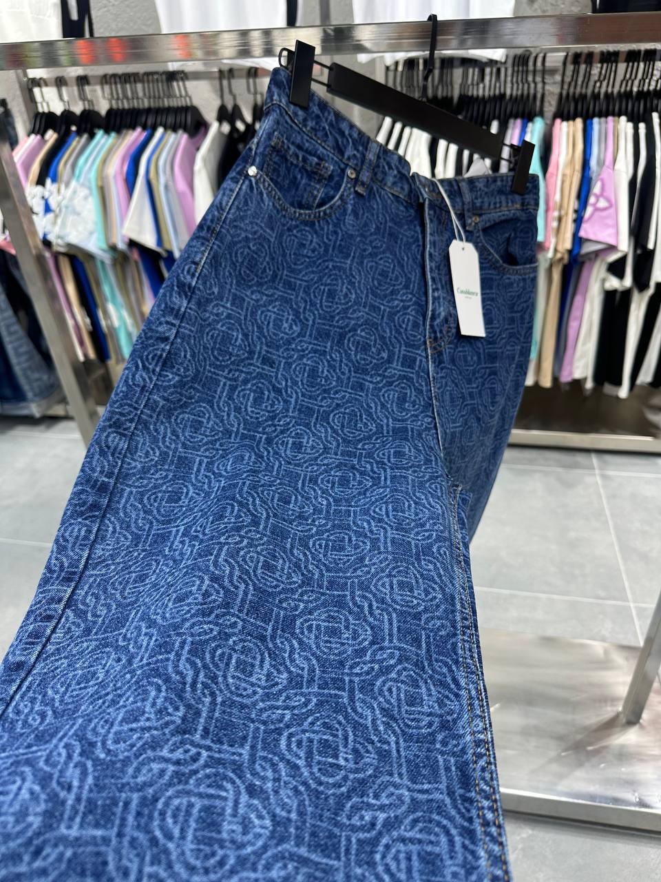 CB Luxury Logo Print Baggy Jeans