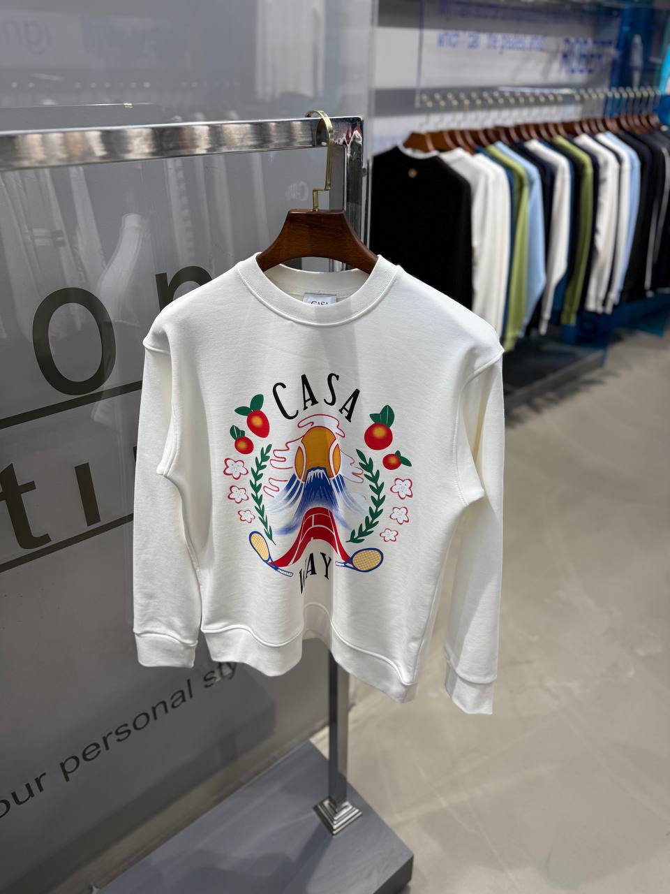 CB Luxury Color Logo Print Sweatshirt - White