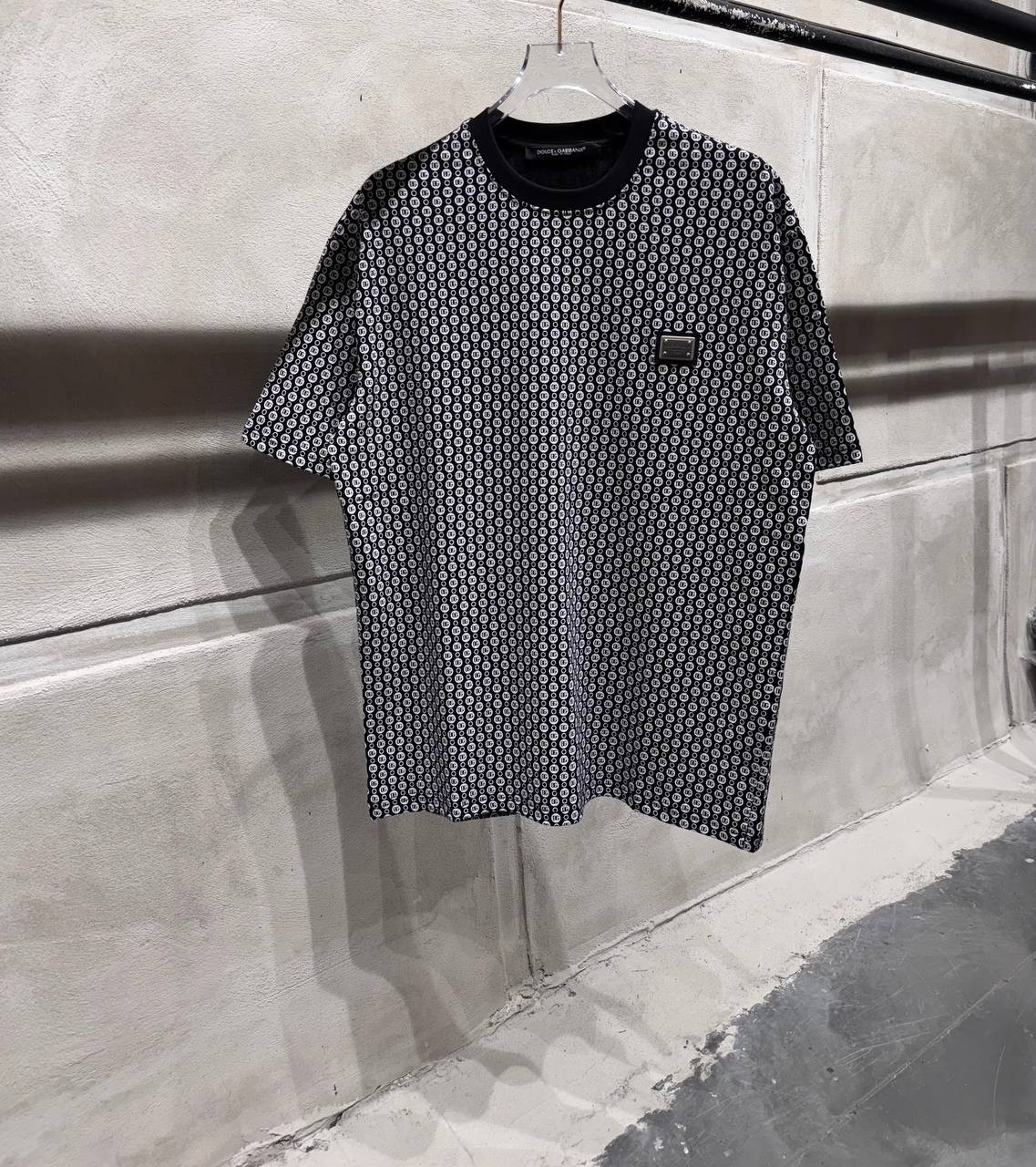 DG Luxury Logo Printed Black & White T-shirt - Black