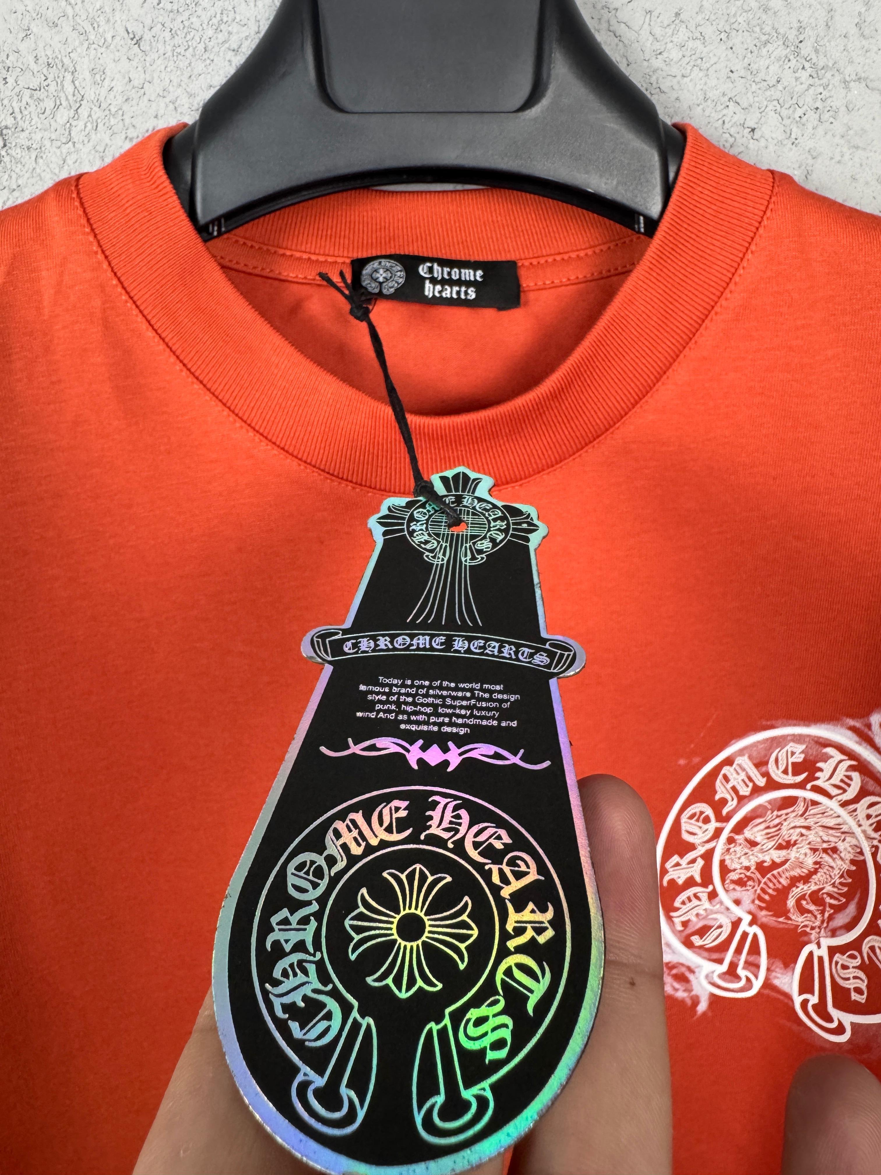 CH Luxury Logo Print Black & White & Navy & Orange T-shirt