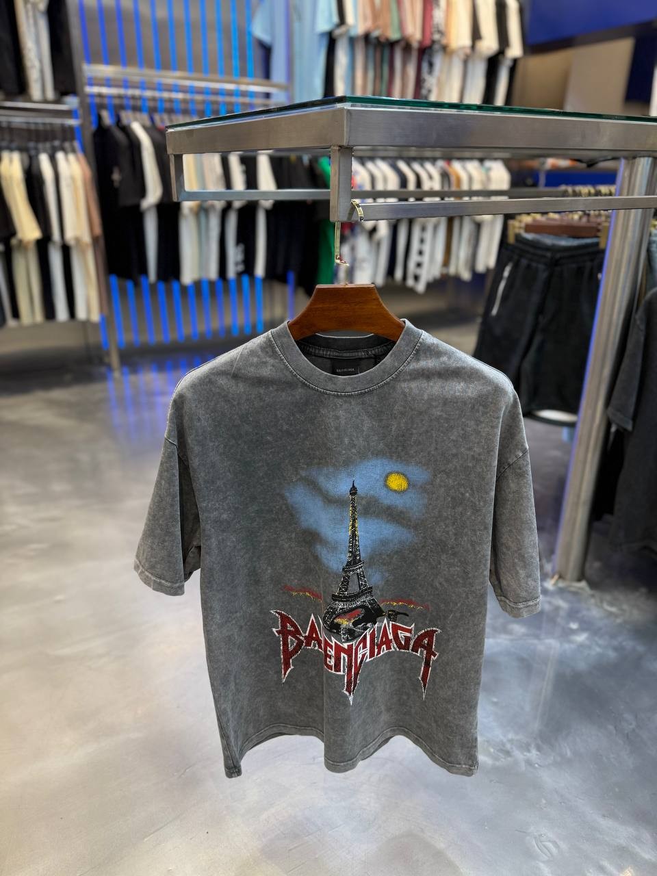 BB Luxury Landscape Printed Gray & Dark Gray T-shirt - Gray