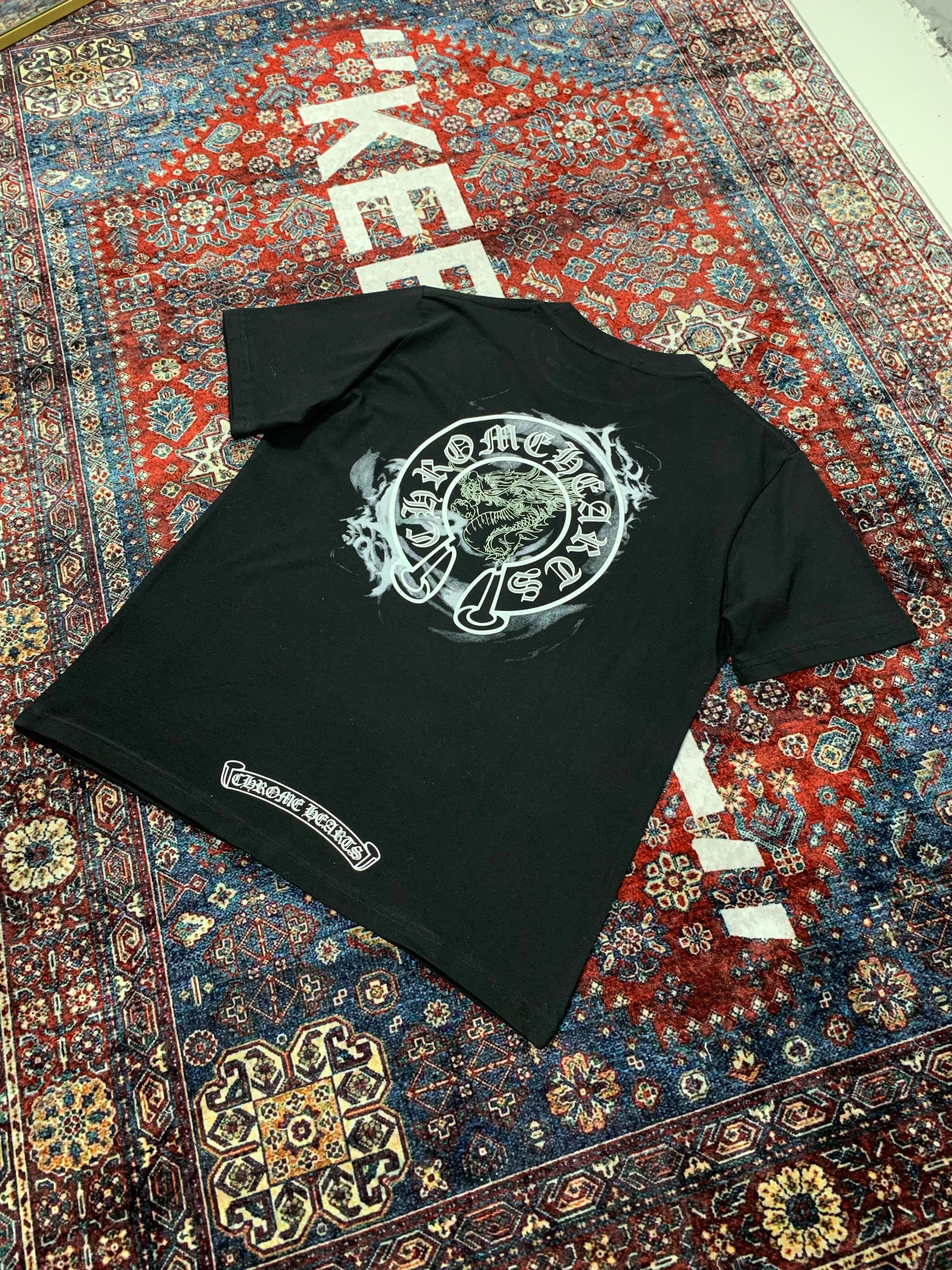 CH Luxury Logo Print Black & White & Navy & Orange T-shirt