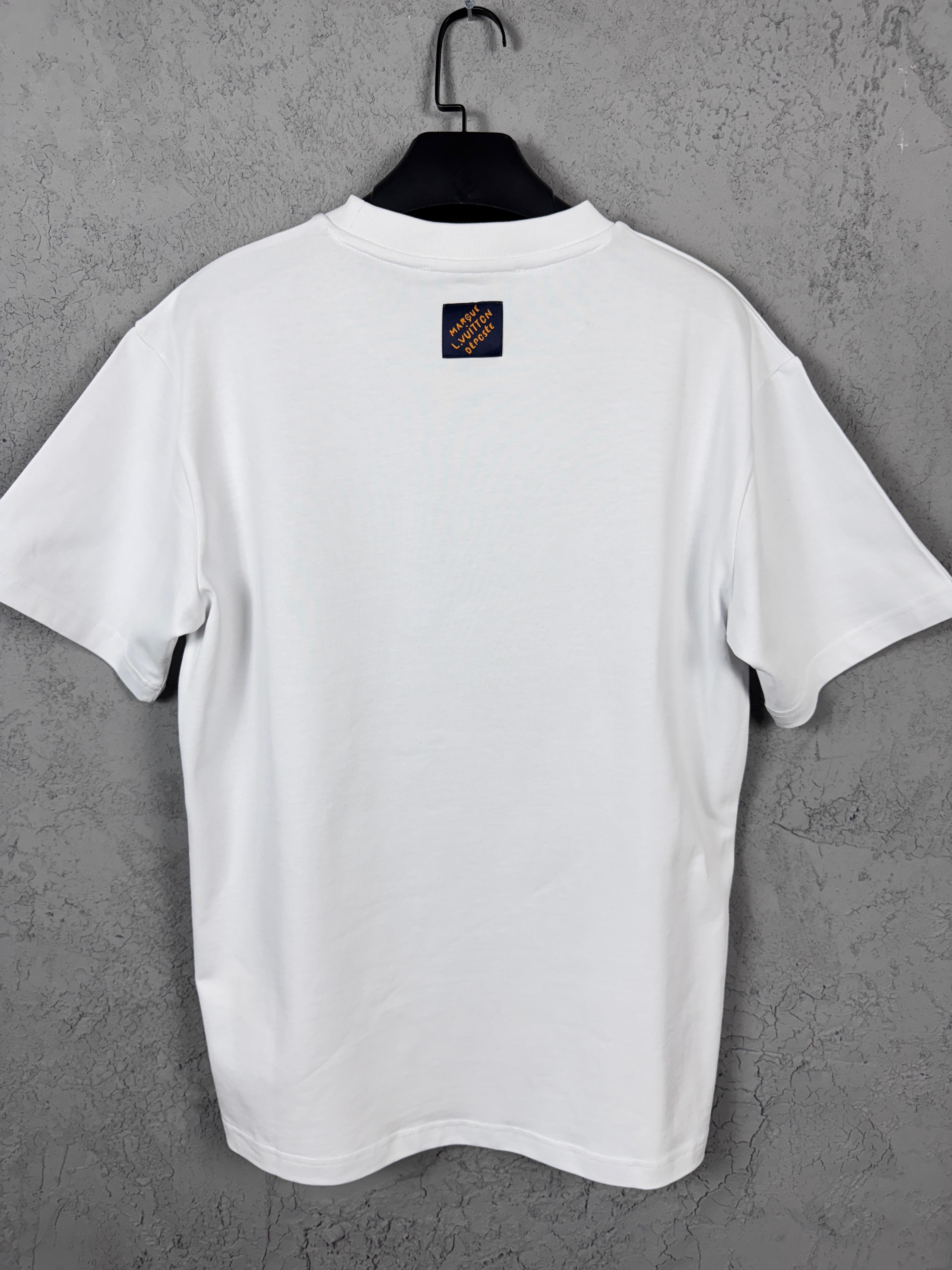 L New Season Luxury Top Quality Custom Blue Lettering Printed Design White T-Shirt