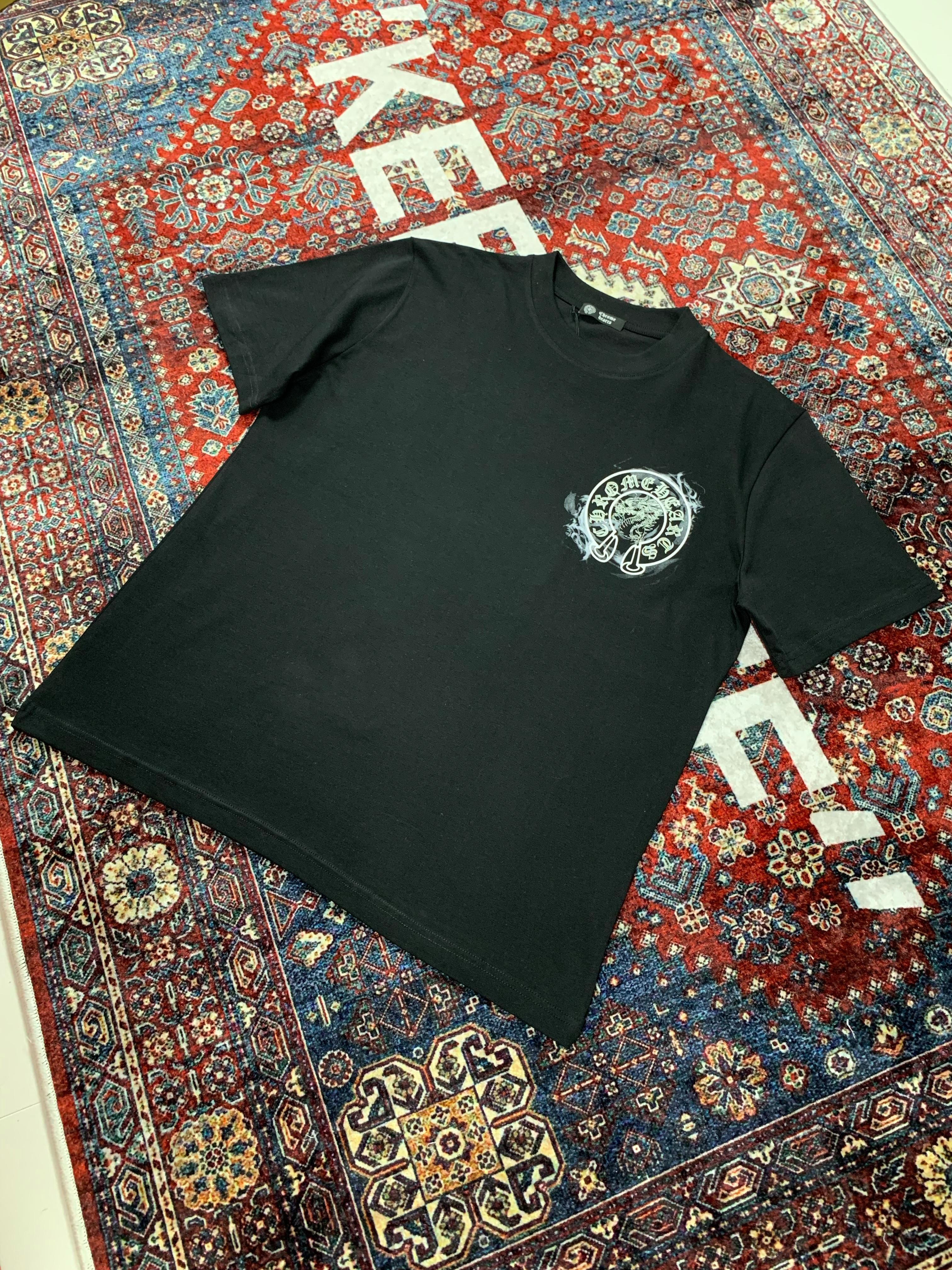 CH Luxury Logo Print Black & White & Navy & Orange T-shirt