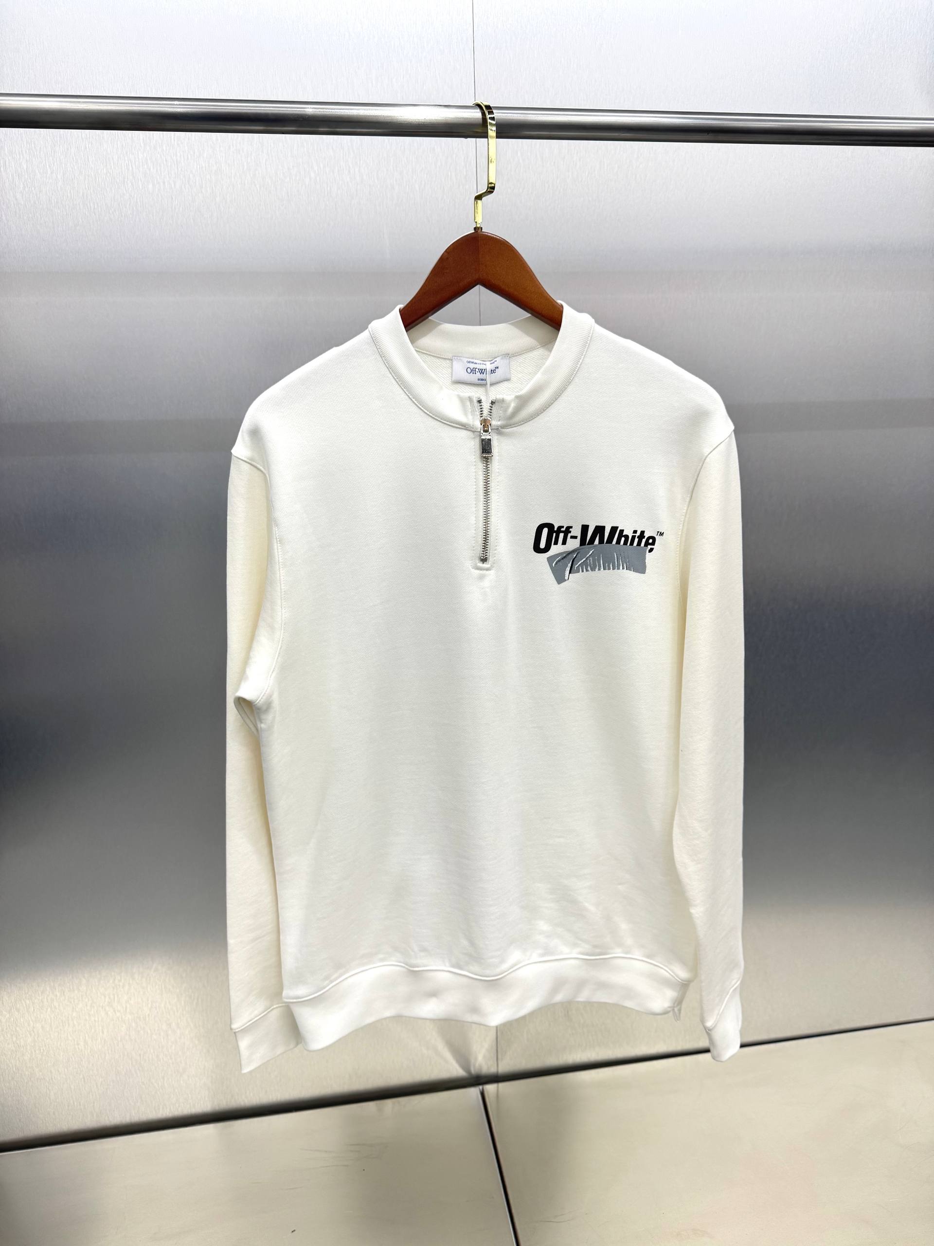 O-W Custom Design Zipper Sweatshirt - White