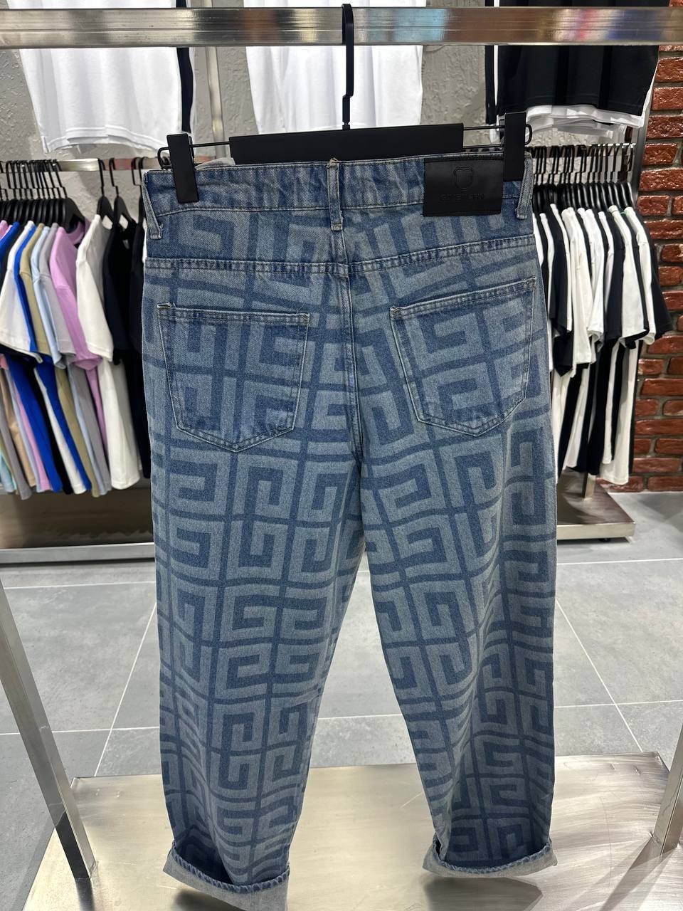 GY Luxury Logo Print Baggy Jeans
