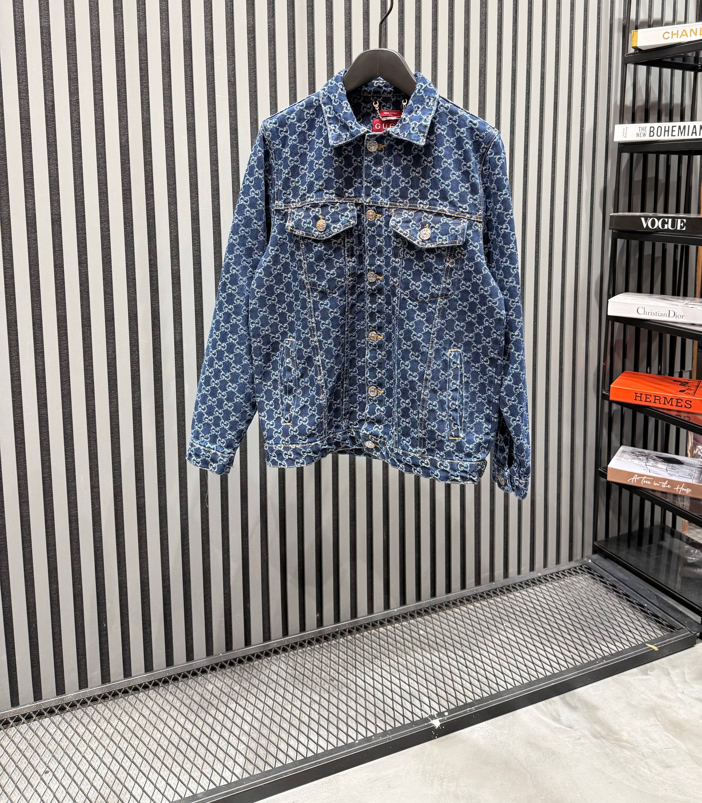 GG Luxury Small Logo Print Denim Jacket