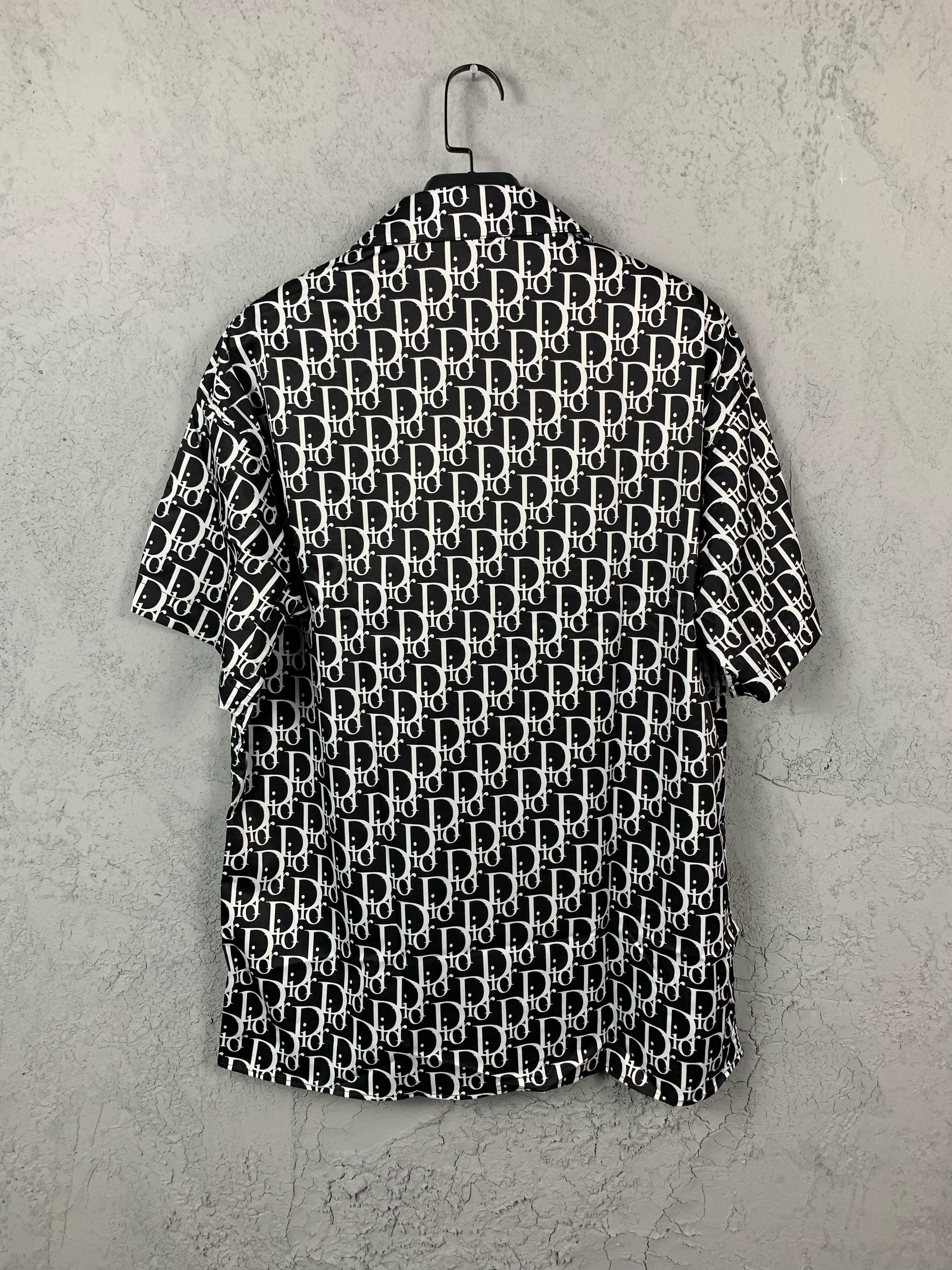 CD New Season Luxury Classic Printed Print Black Silk Shirt