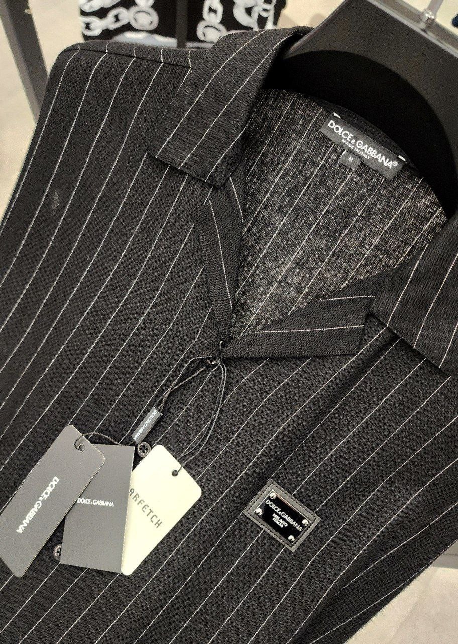DG New Season Striped Design Cotton Shirt - Black