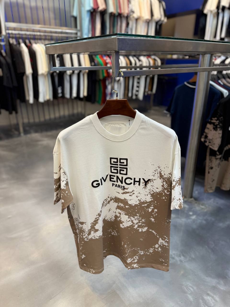 GY Luxury Logo Embroidered Black & White T-shirt - White