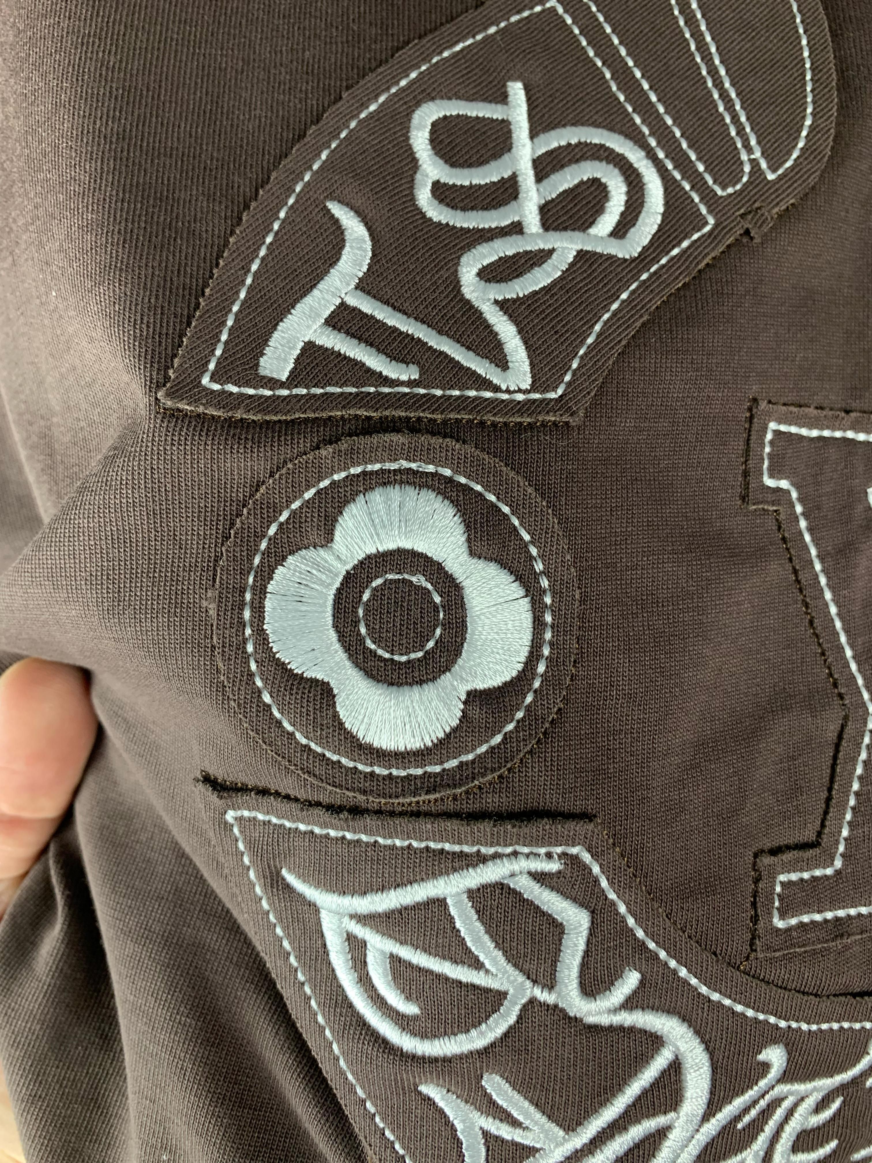 L & CH Luxury Logo Print Black & White & Beige & Brown T-shirt